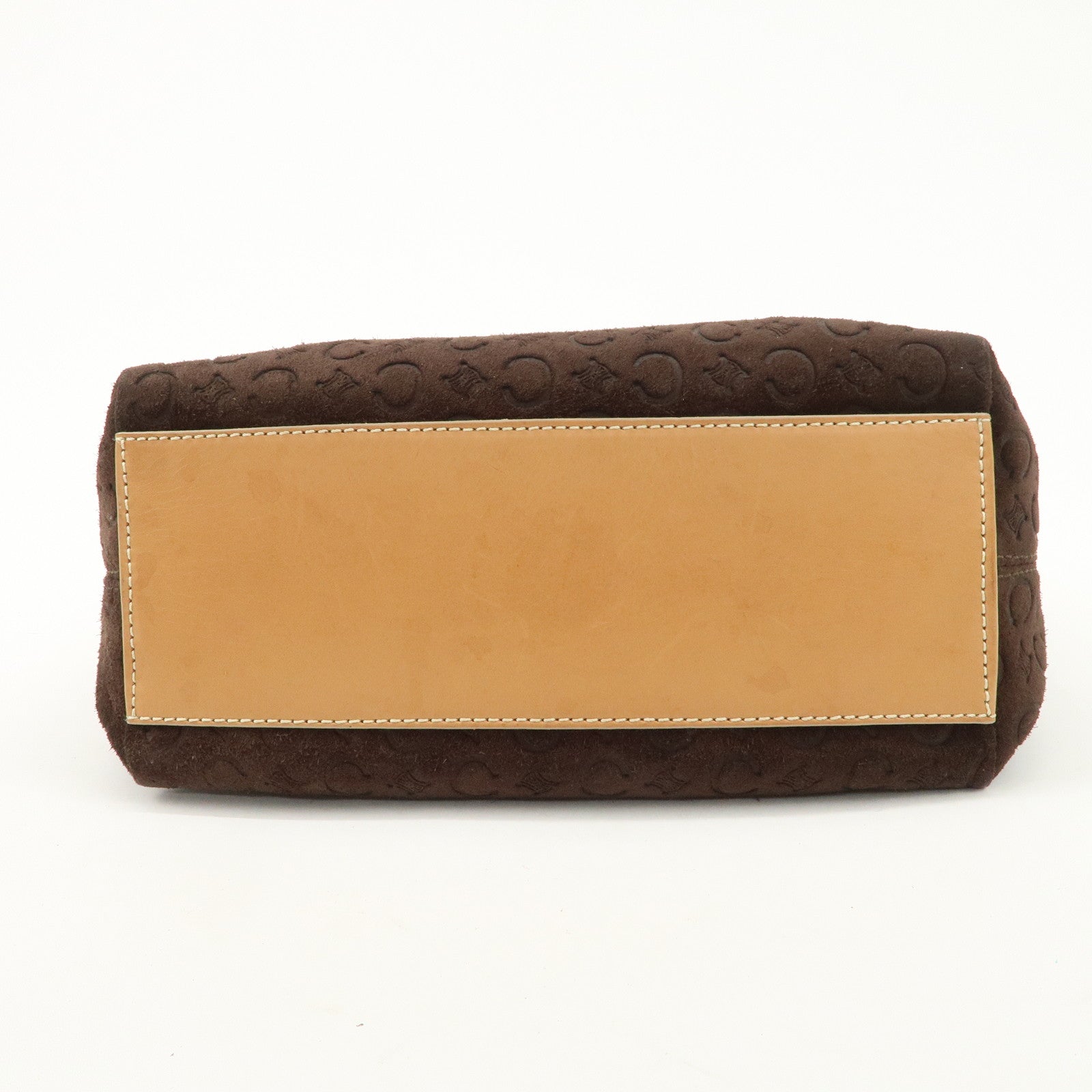 CELINE Macadam Leather Suede Shoulder Bag Hand Bag Brown