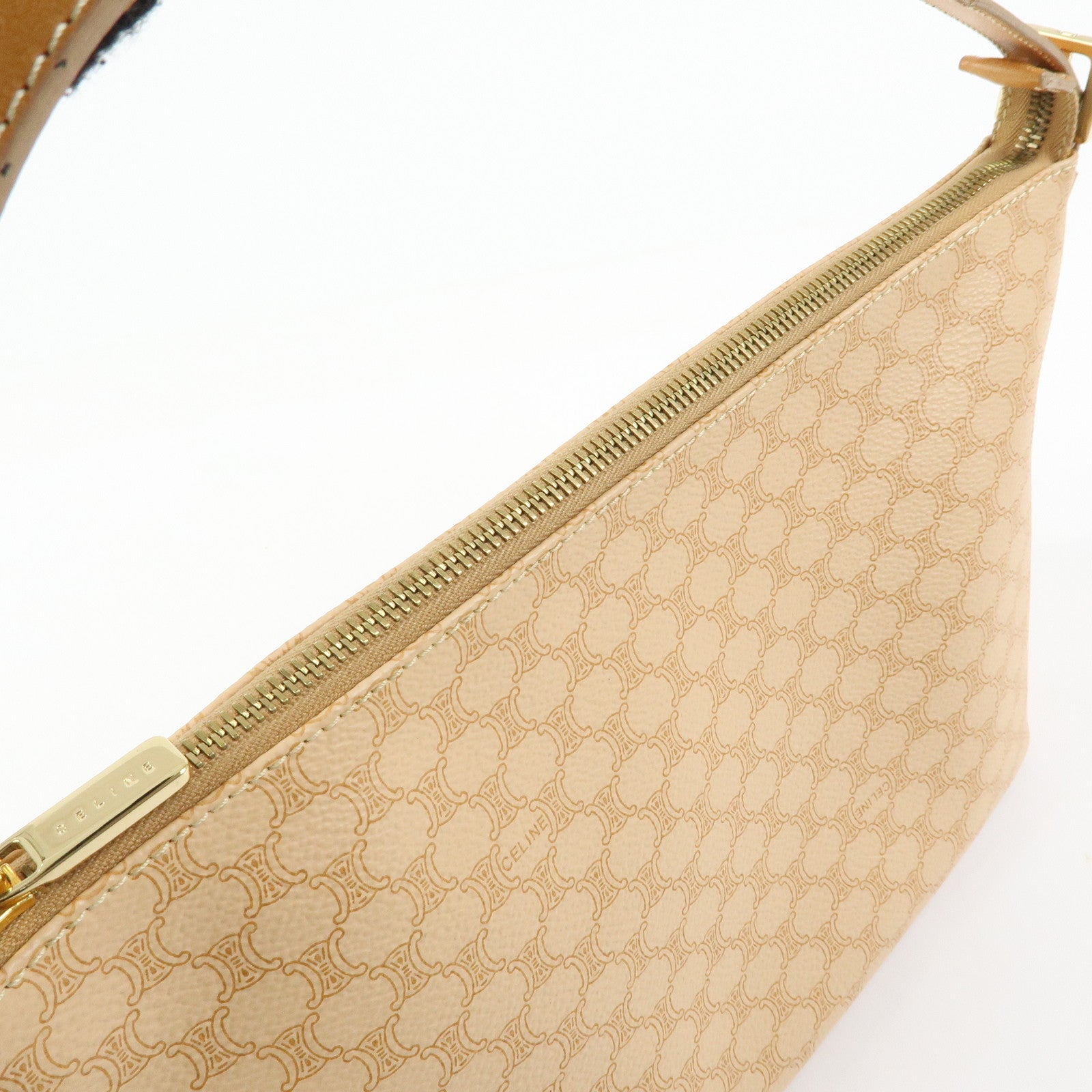 CELINE Macadam PVC Leather Hand Bag Shoulder Bag Beige