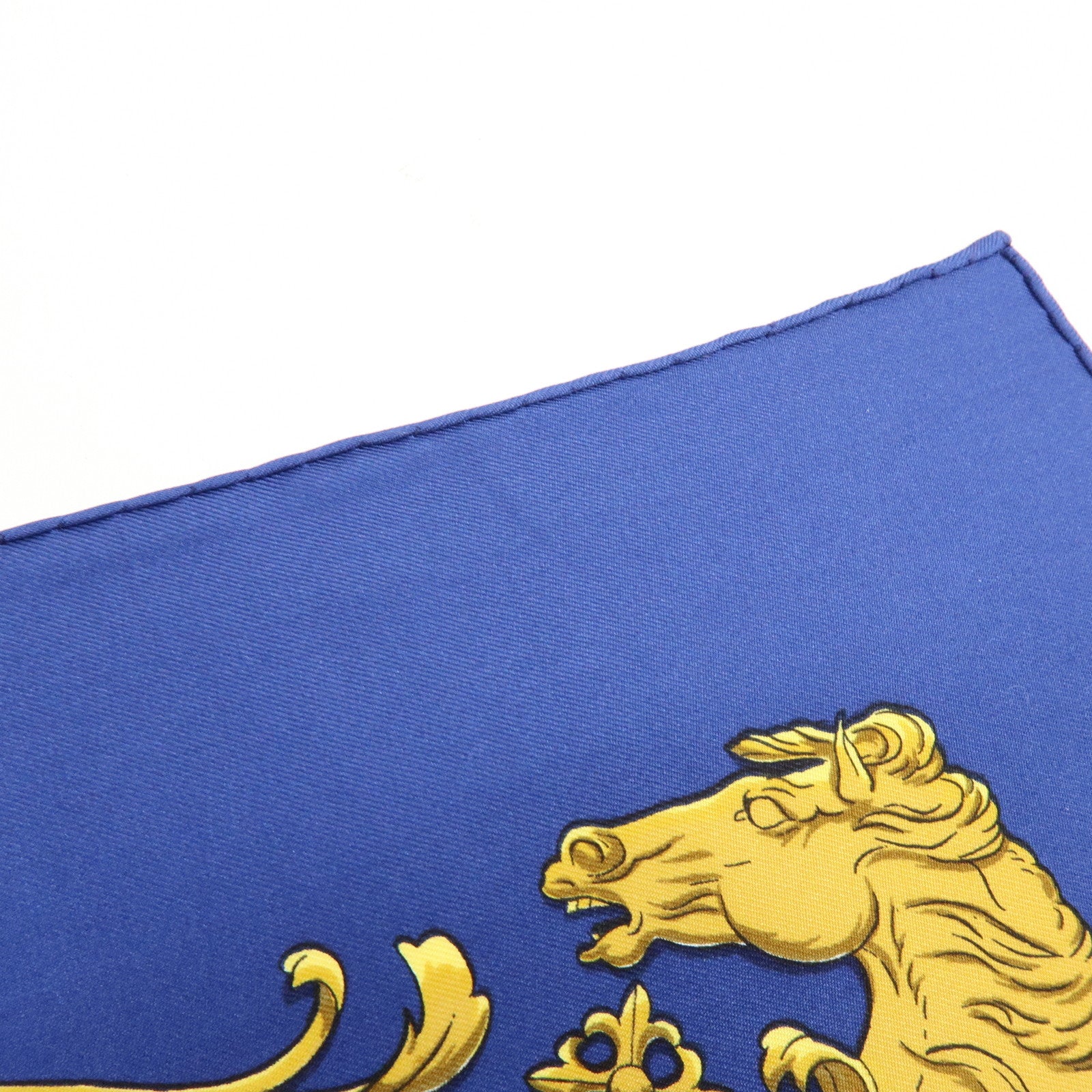 HERMES Carre 90 Silk 100% Scarf LA PROMENADE DE LONGCHAMPS Blue
