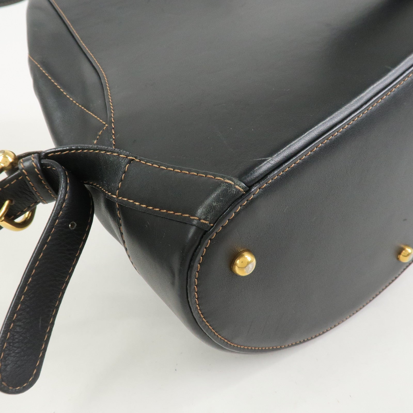 LOEWE Anton Anagram Leather Backpack Shoulder Bag Black