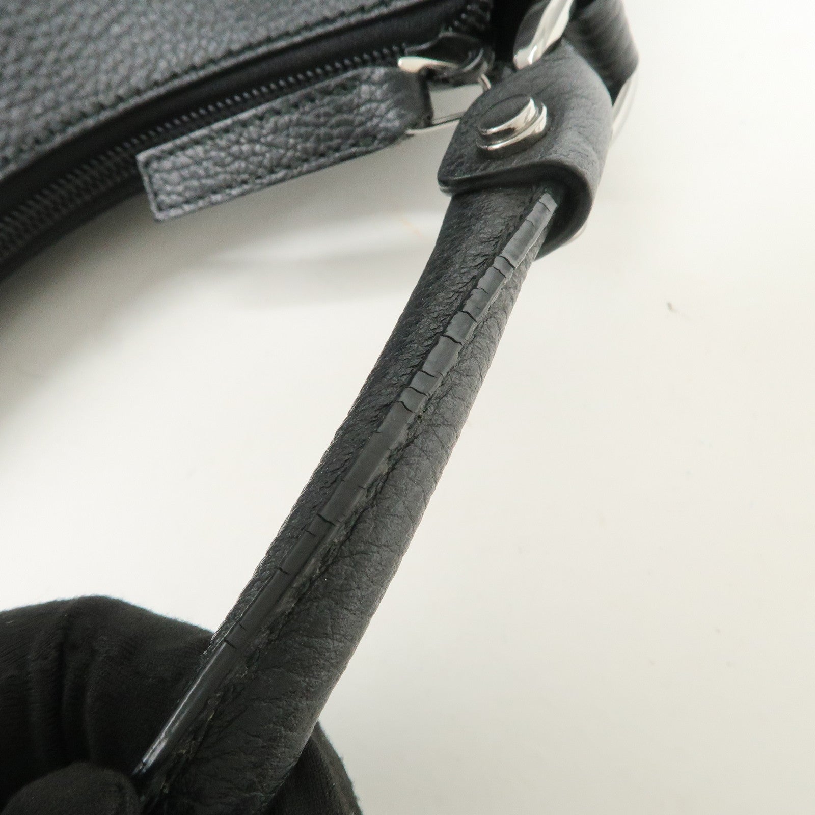 GUCCI Abbey GG Canvas Leather Shoulder Bag Hand Bag Black 265692