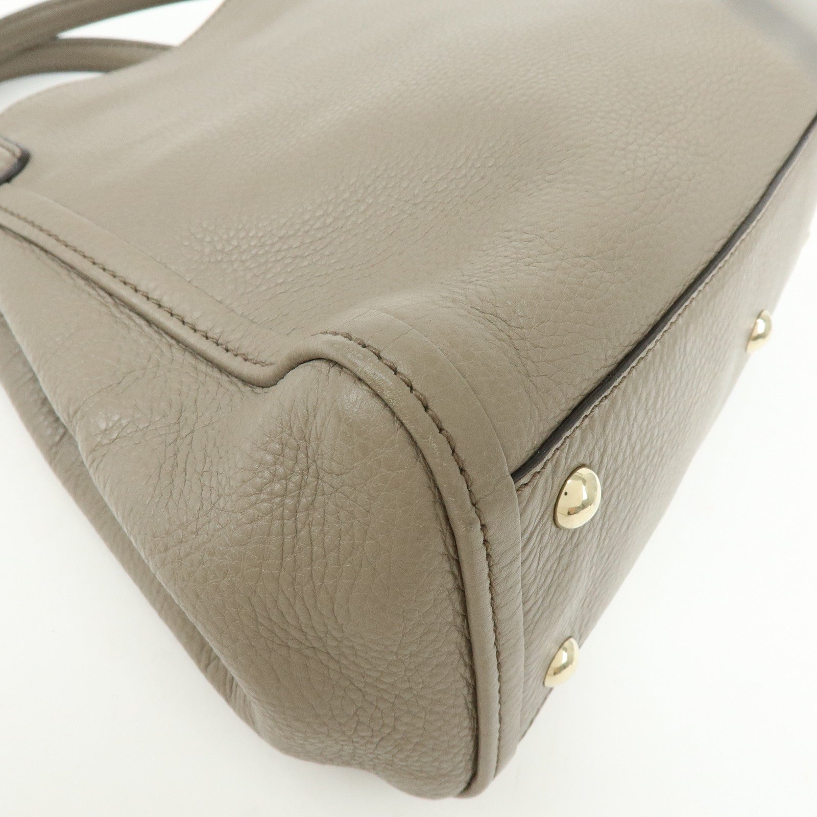 GUCCI SOHO Interlocking G Calf Leather 2Way Hand Bag Gray 336751