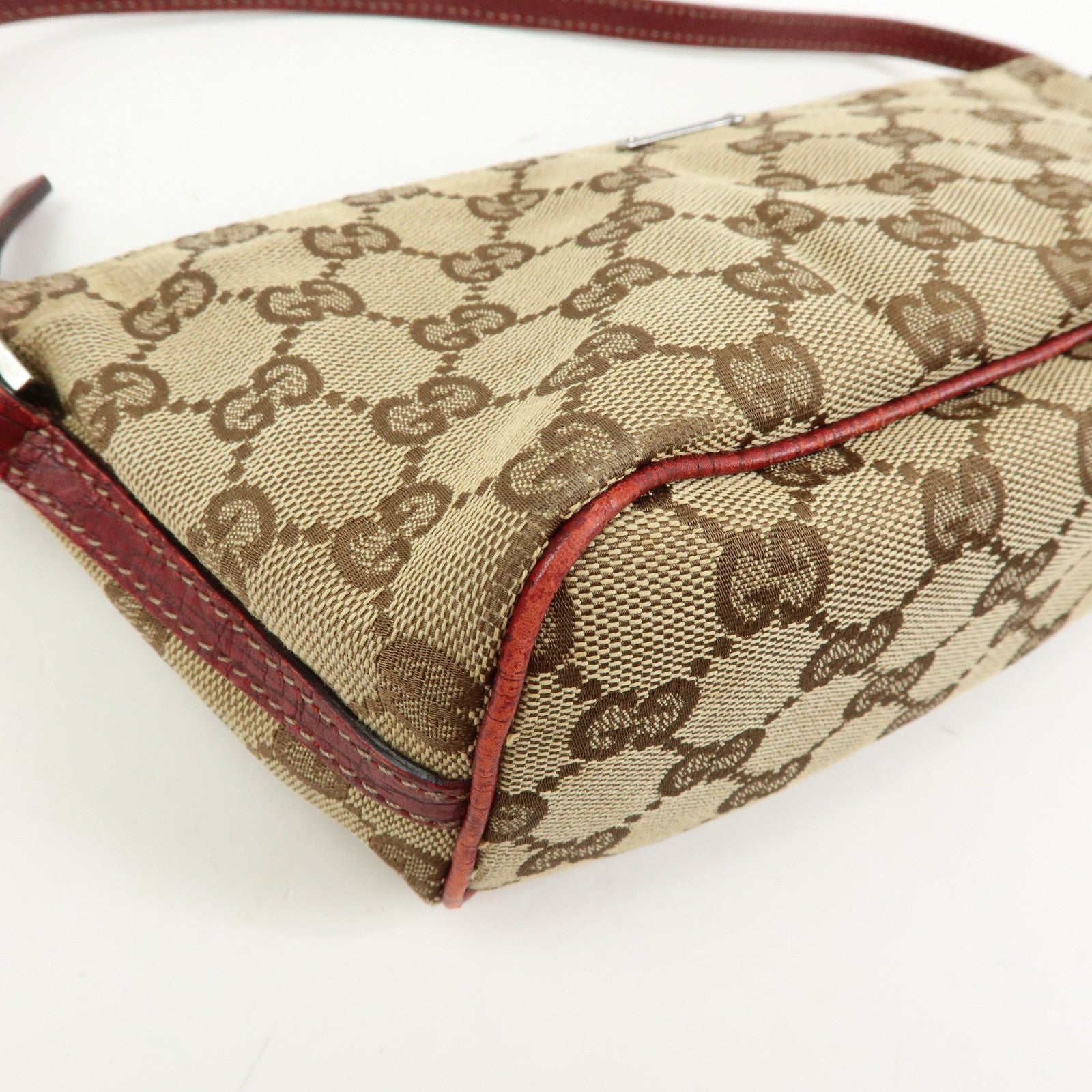 GUCCI Boat Bag GG Canvas Leather Hand Bag Accessory Pouch 07198
