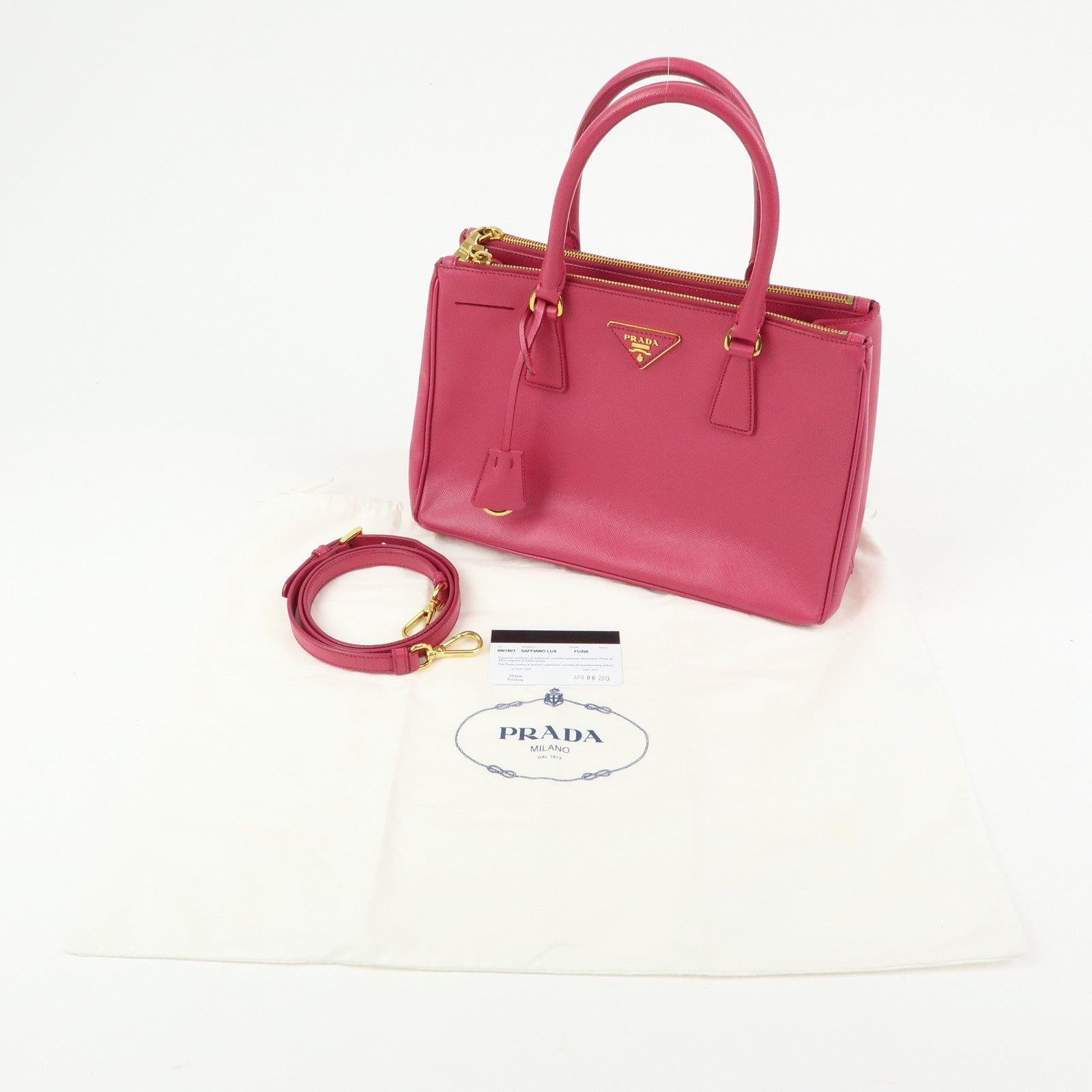 PRADA Triangle Logo Saffiano Leather 2Way Hand Bag Pink BN1801