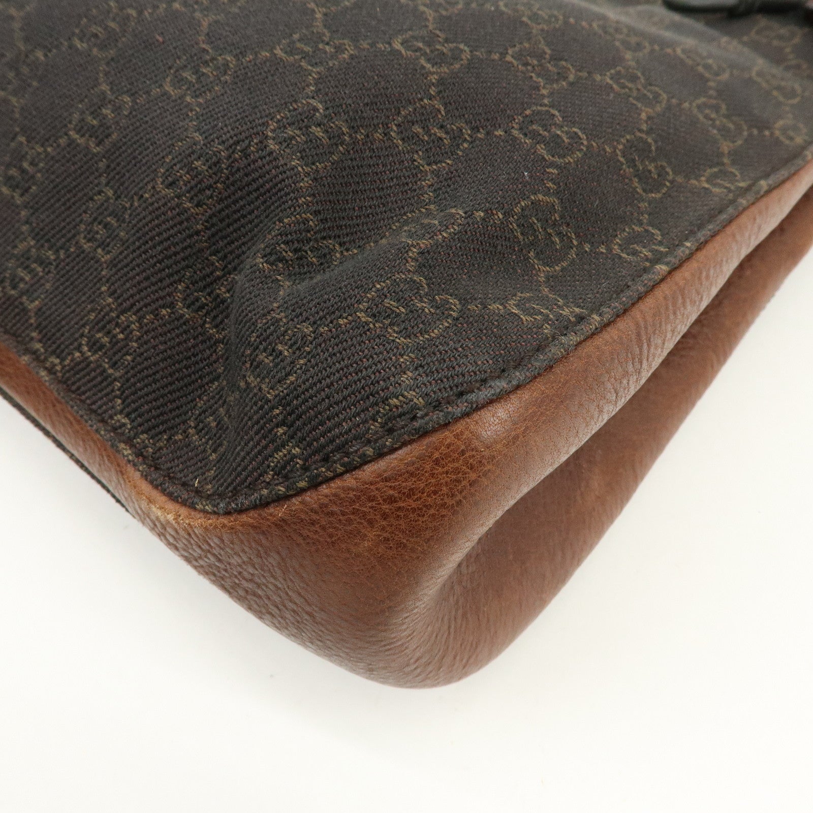 GUCCI Horsebit GG Canvas Leather Tote Bag Shoulder Bag Brown 101971