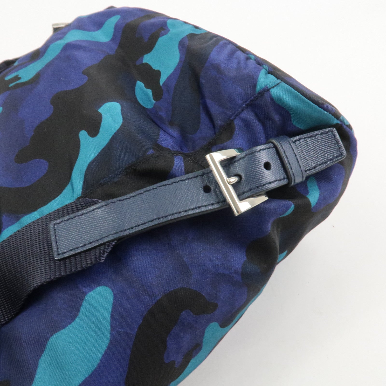PRADA Triangle Logo Nylon Camouflage Backpack Rucksack Blue