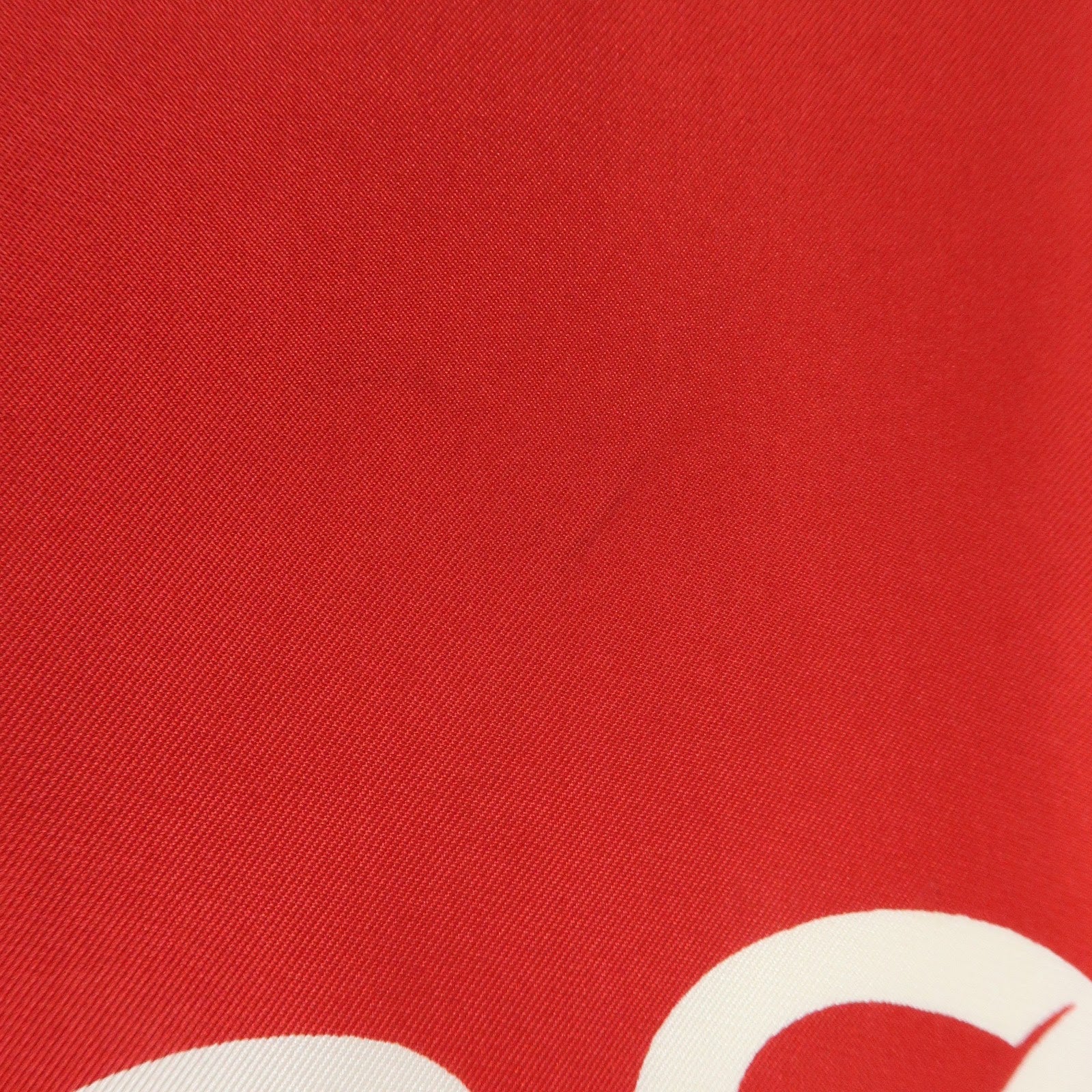 CHANEL Silk 100% Scarf Matelasse Bag Motif Red White