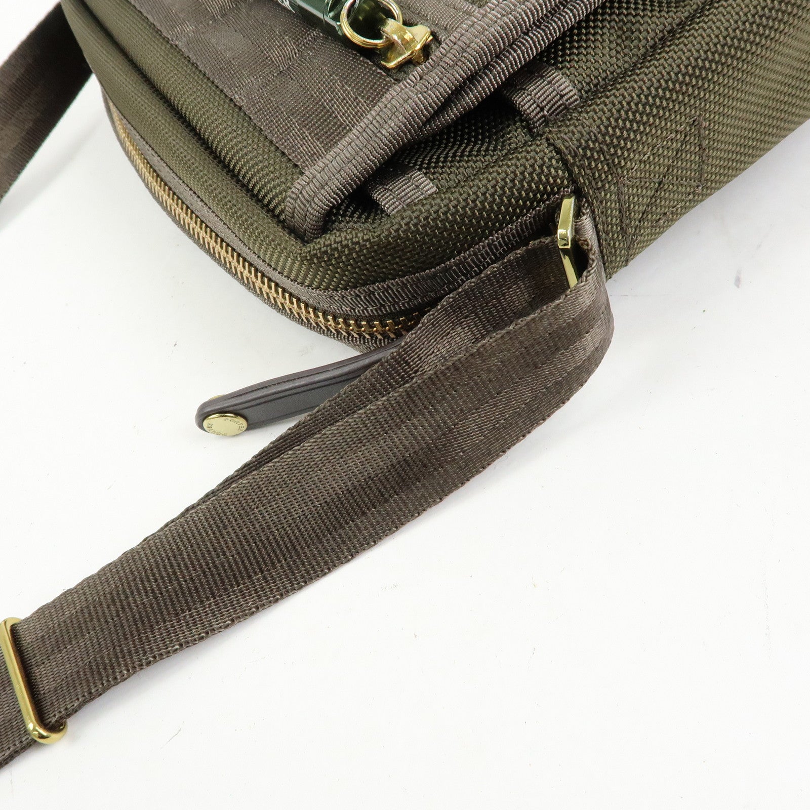 PORTER INTERNATIONAL Nylon Leather Shoulder Bag Crossbody Bag Khaki
