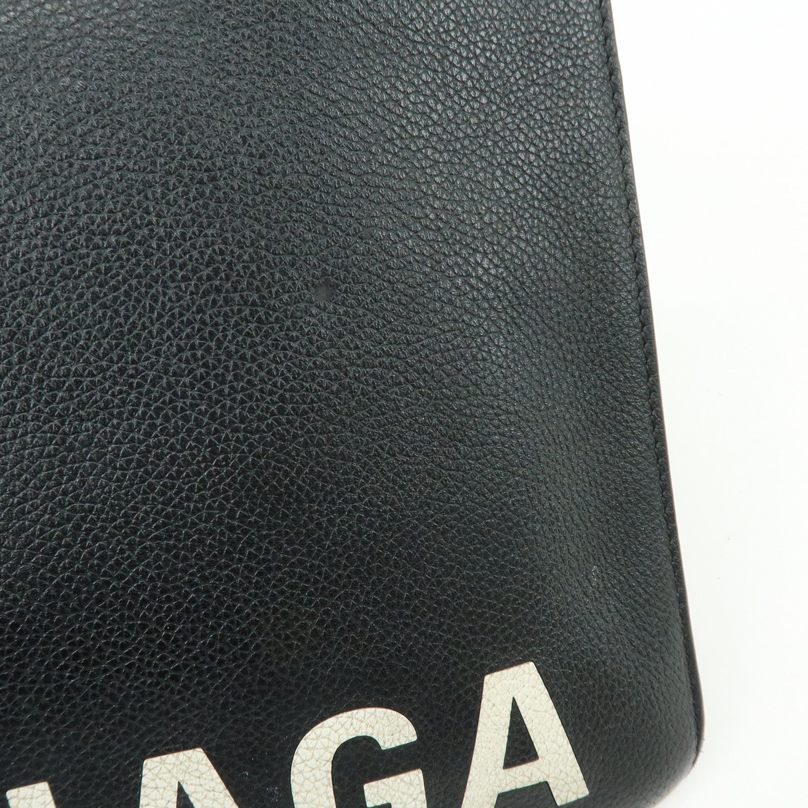 BALENCIAGA Leather Clutch Bag Flat Bag Black