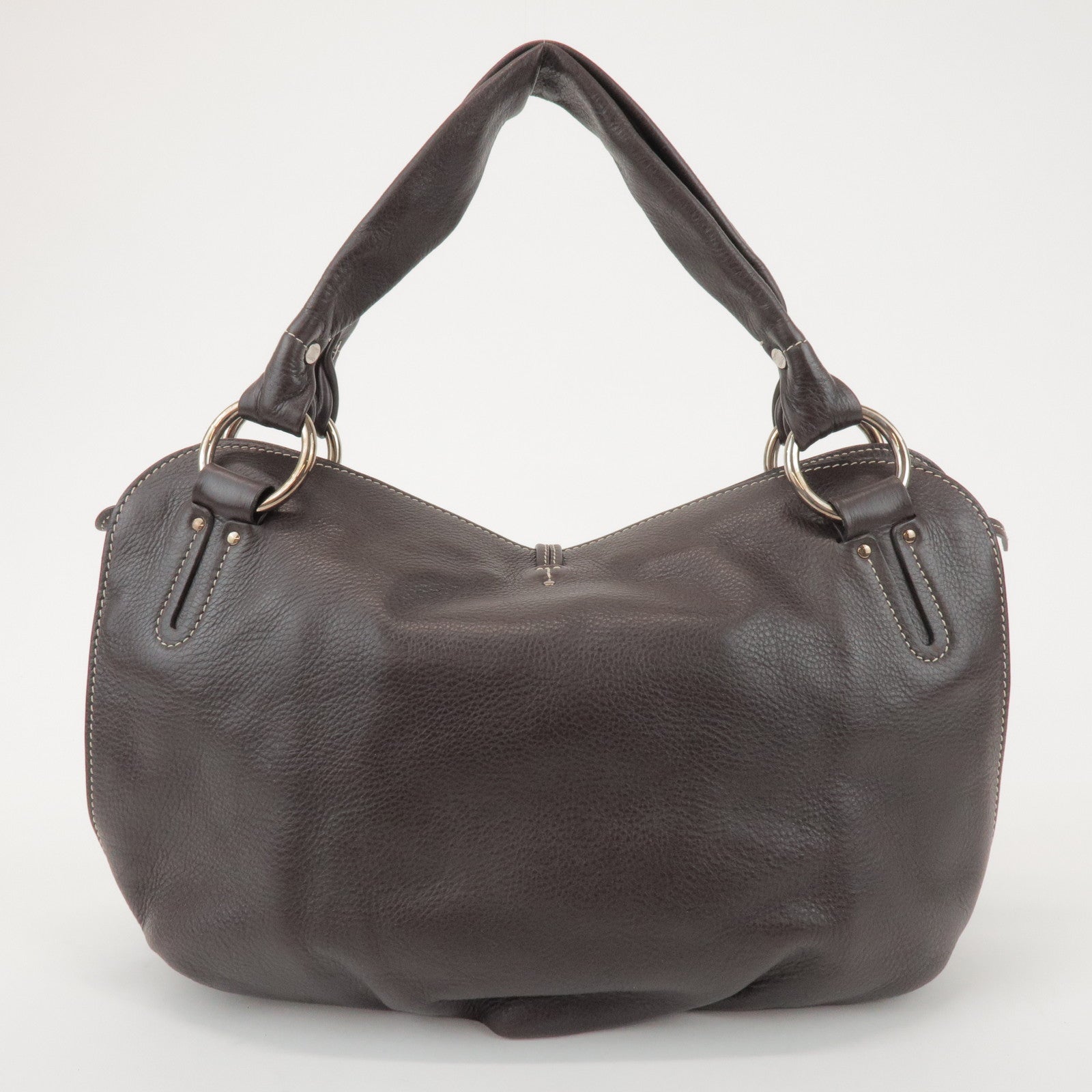 CELINE Bittersweet Leather Shoulder Bag Hand Bag Dark Brown