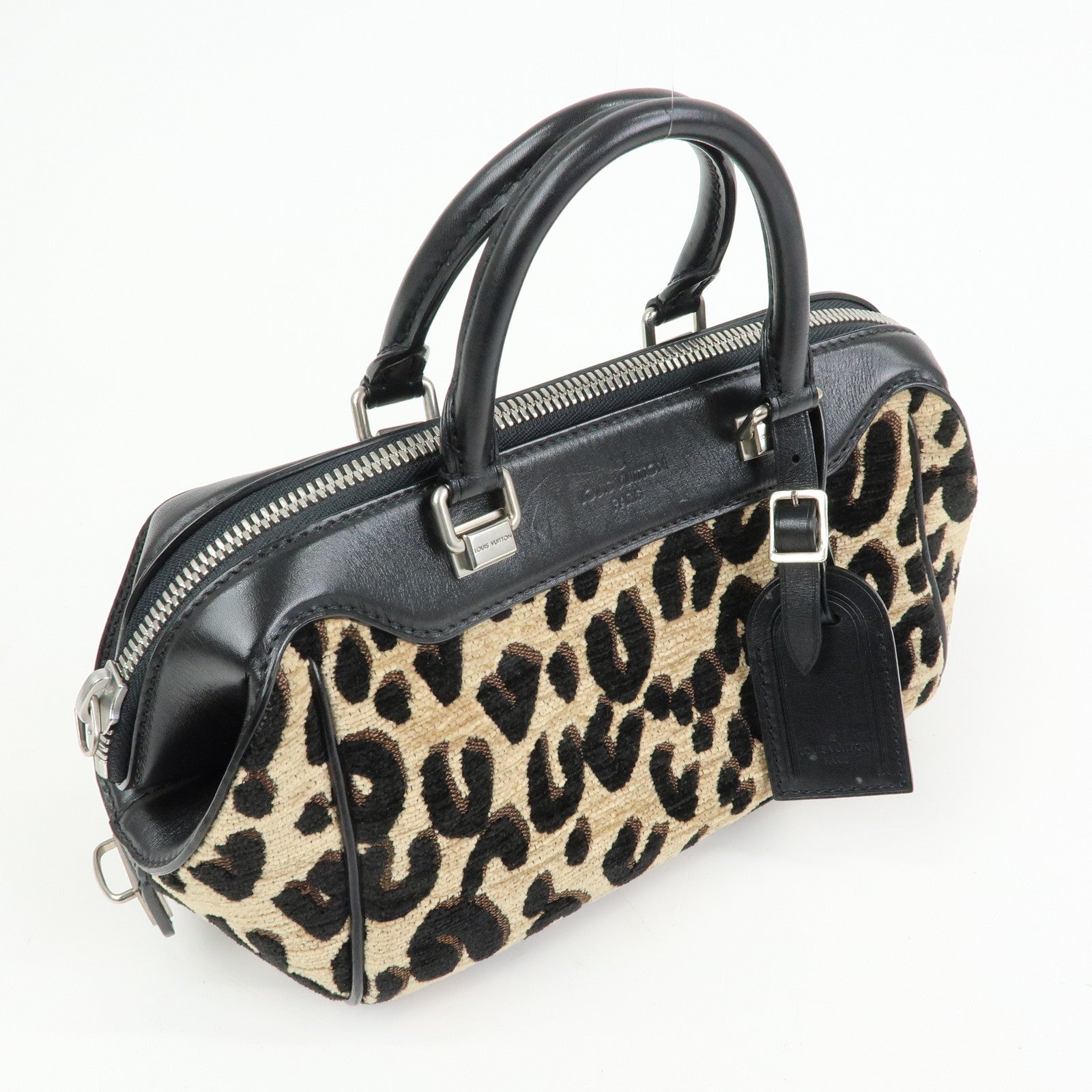 Louis Vuitton Jacquard Canvas Leather Leopard Baby Hand Bag M94257