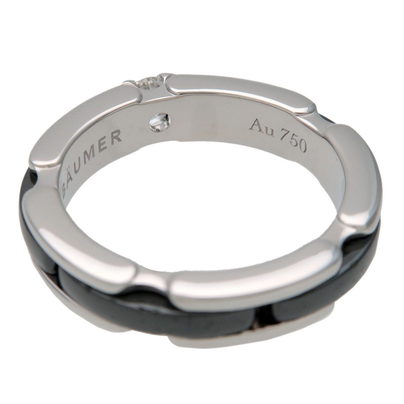 CHANEL Ultra Collection 1P Diamond Ring 750WG Black Ceramic J3095