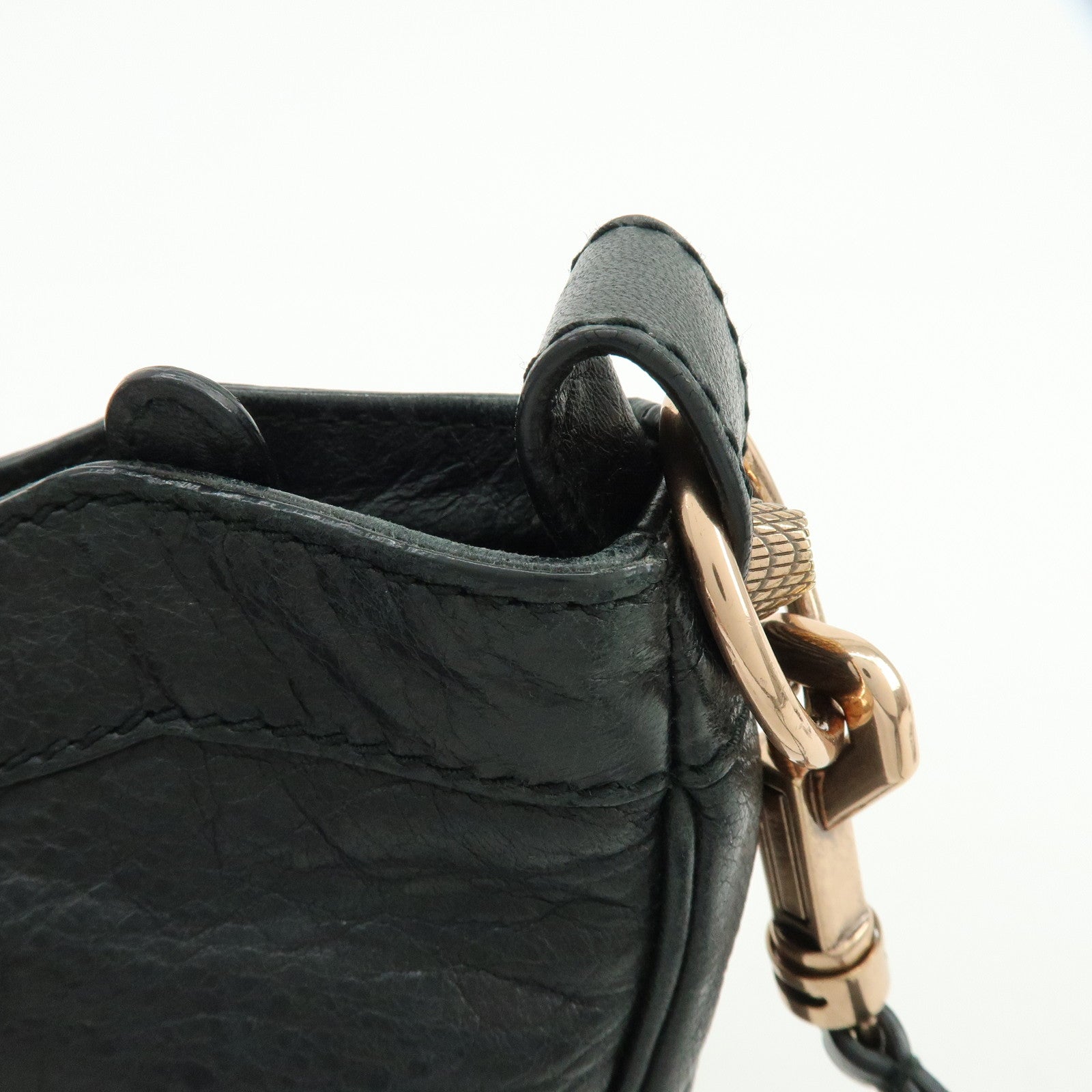 BALENCIAGA The Giant Hip Leather Shoulder Bag Black 237203
