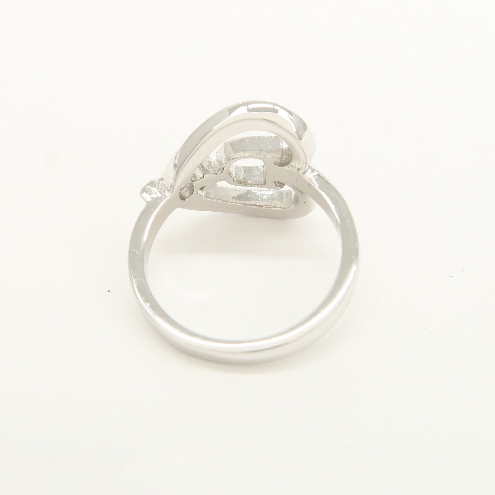 Christian Dior D Logo Heart Metal Ring Silver US 5