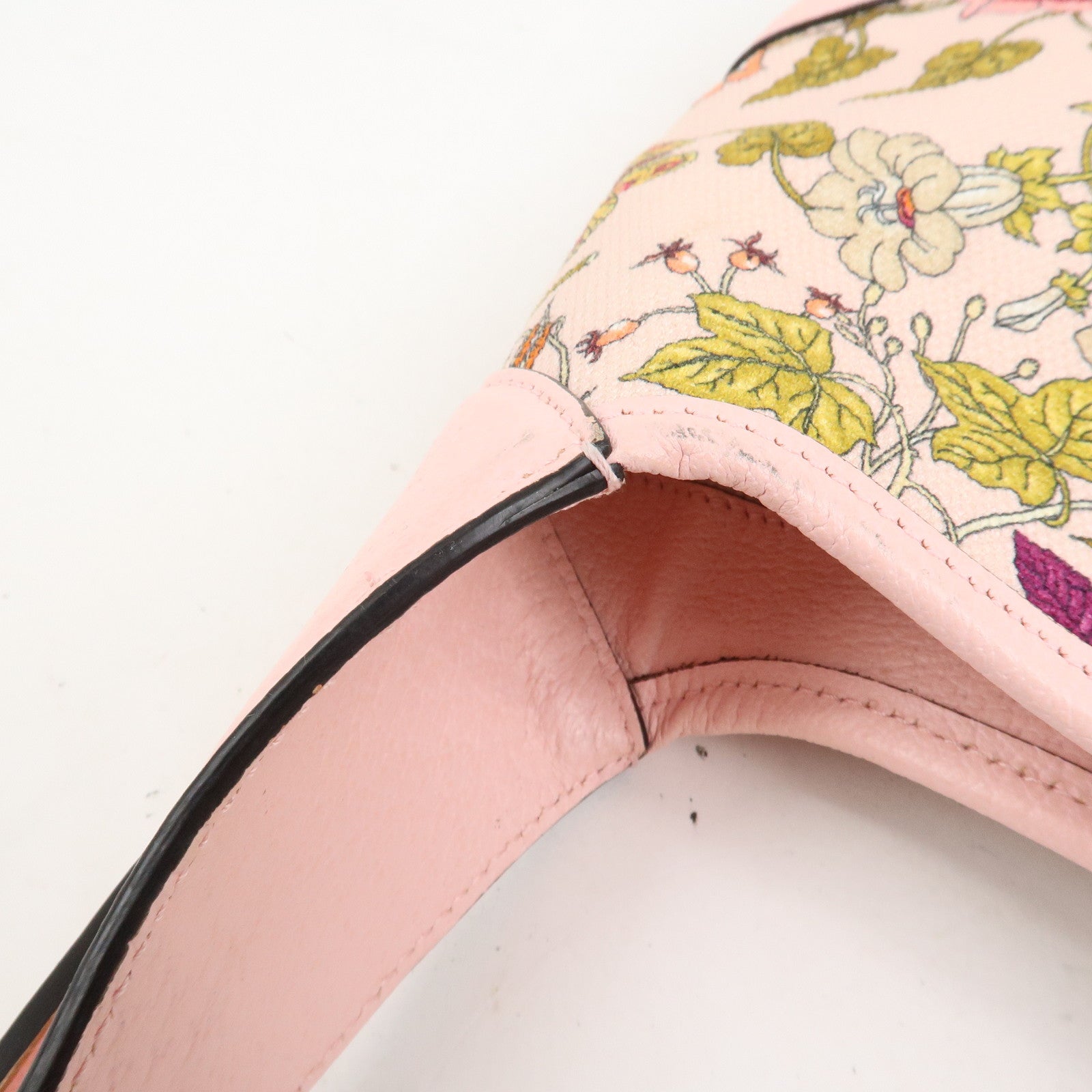 GUCCI New Jackie Flora Canvas Leather Shoulder Bag Hand Bag Pink 550152