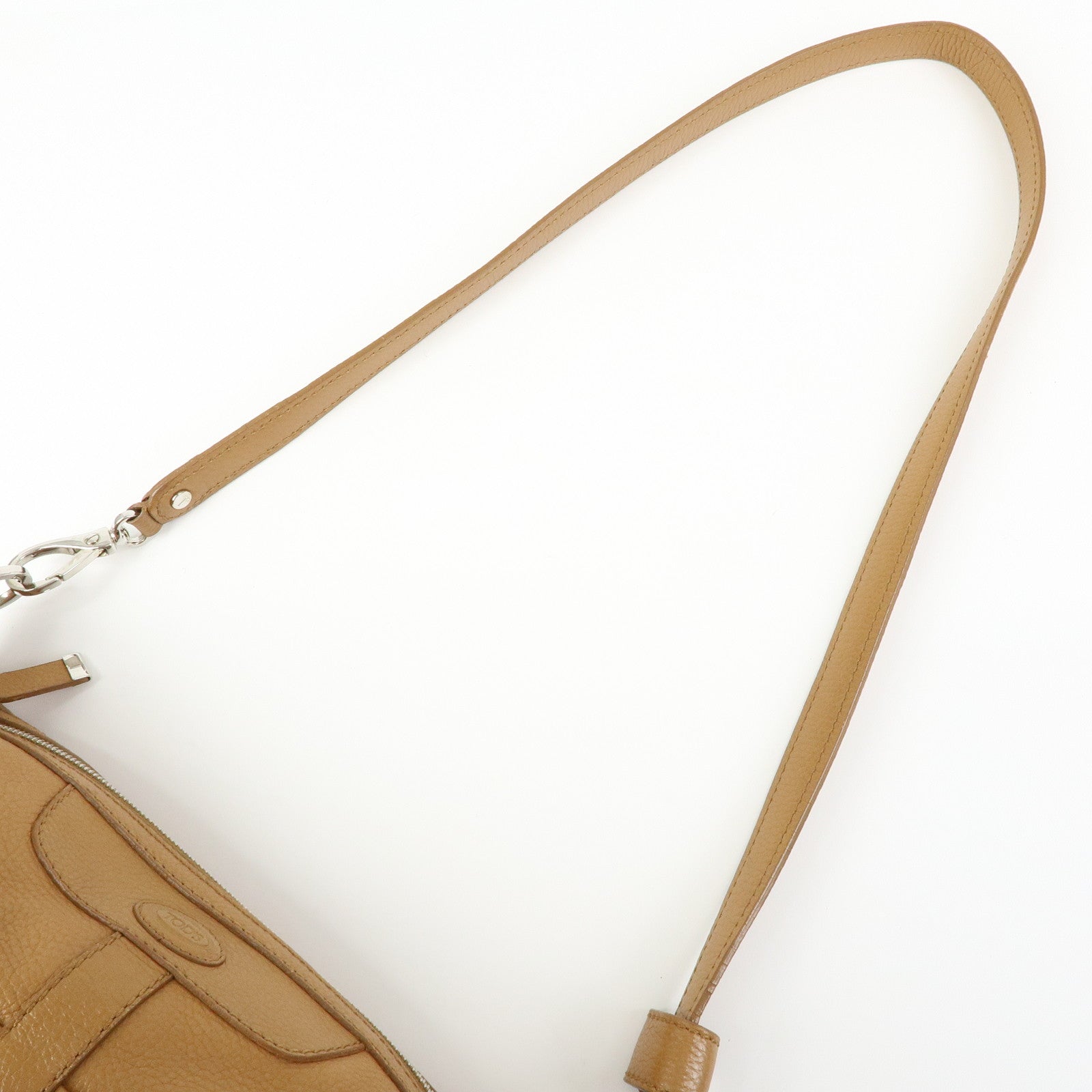 TOD'S  Miky Leather Shoulder Bag Crossbody Bag Camel Light Brown