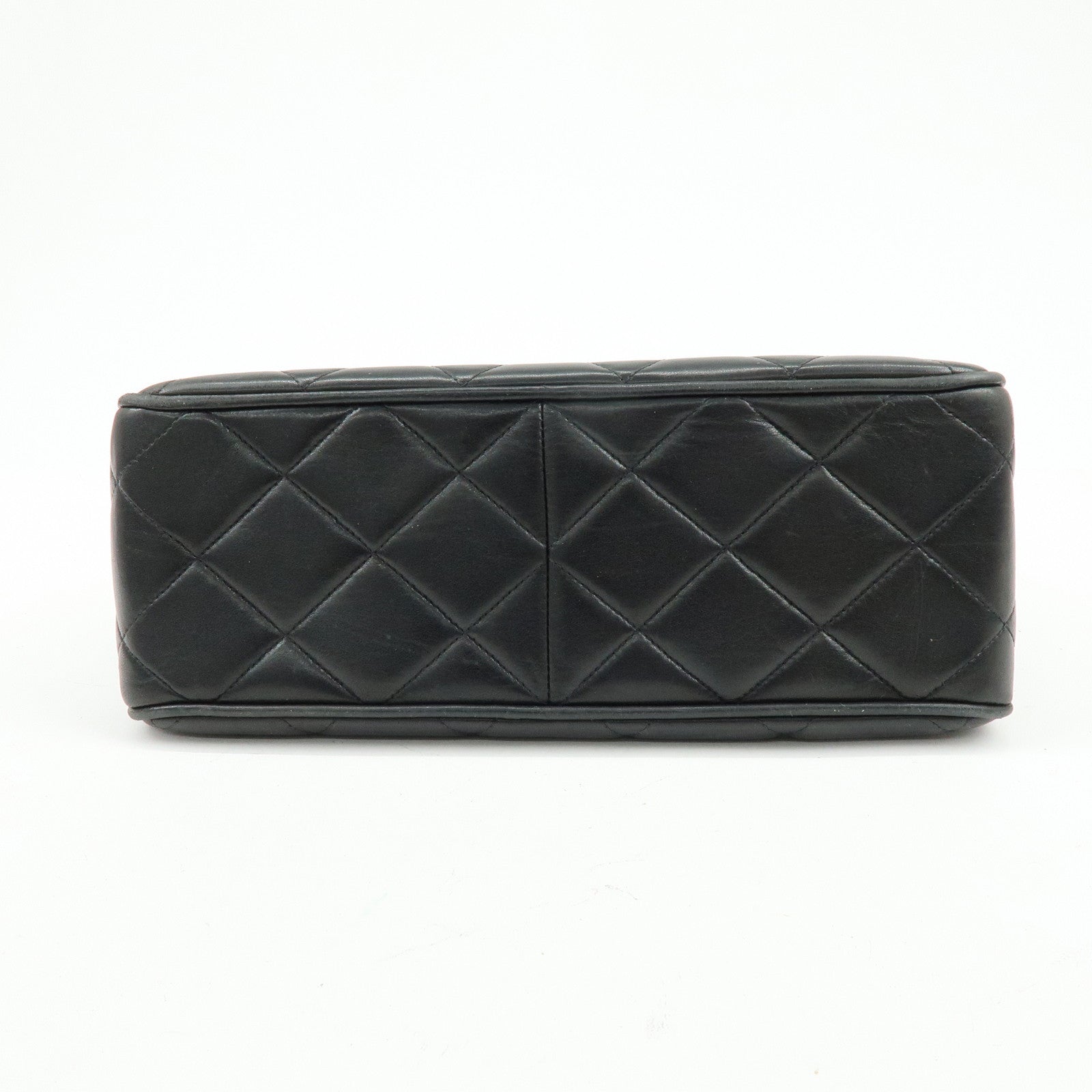 CHANEL Matelasse Lamb Skin Chain Flap Shoulder Bag Black