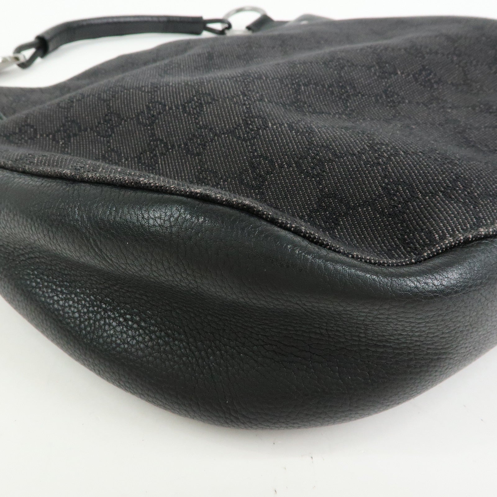 GUCCI GG Canvas Leather Shoulder Bag Hand Bag Black 179777