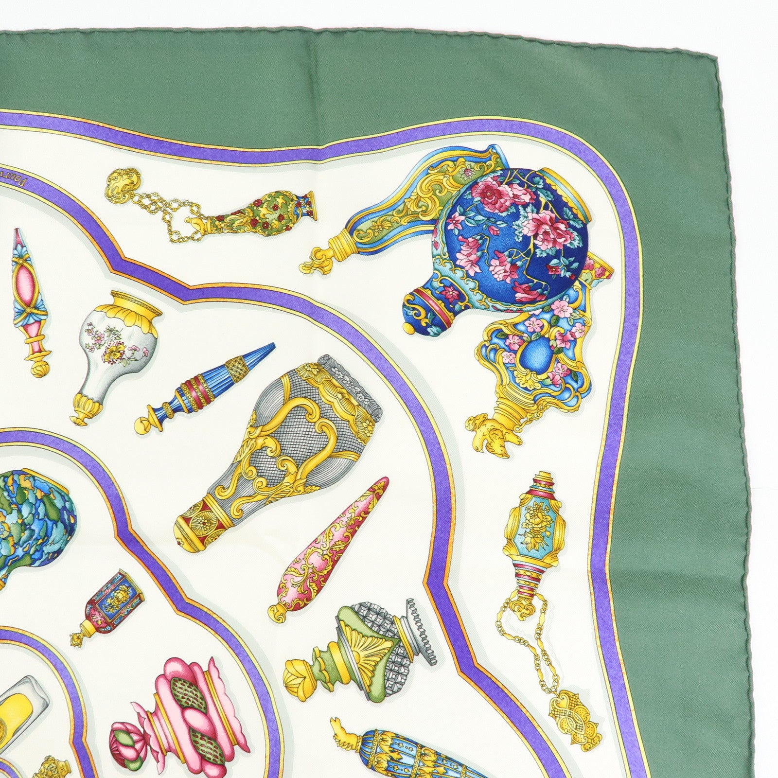 Hermes Carre 90 Silk 100% Pourvu qu'on ait l'ivresse Scarf Green