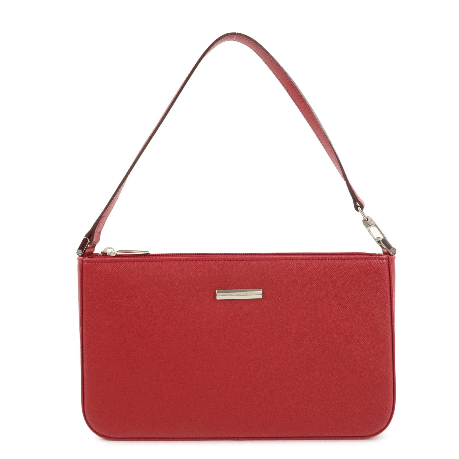 BURBERRY Logo Leather Shoulder Bag Hand Bag Red