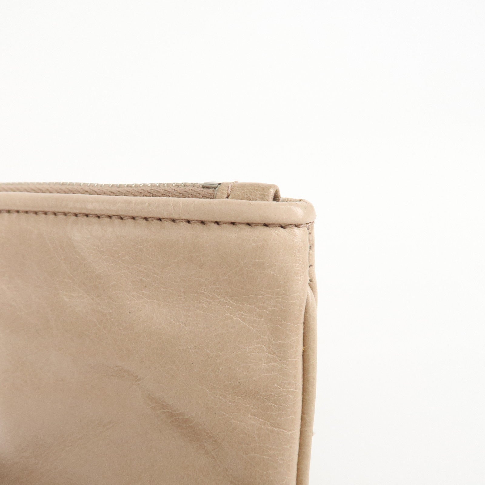 MIU MIU Leather Fur Clutch Bag Pouch Pink Beige 5NH811