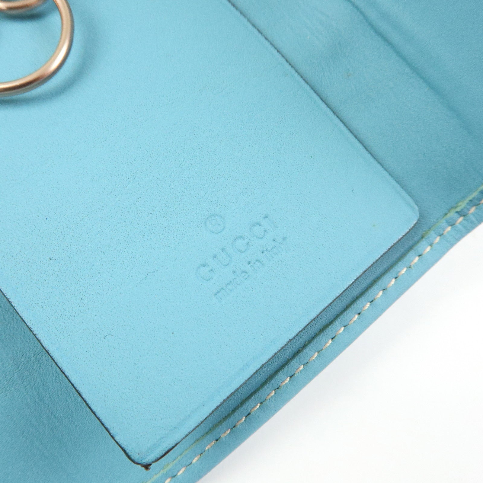 GUCCI GG Canvas Leather 6 Ring Key Case Light Blue Beige 120930