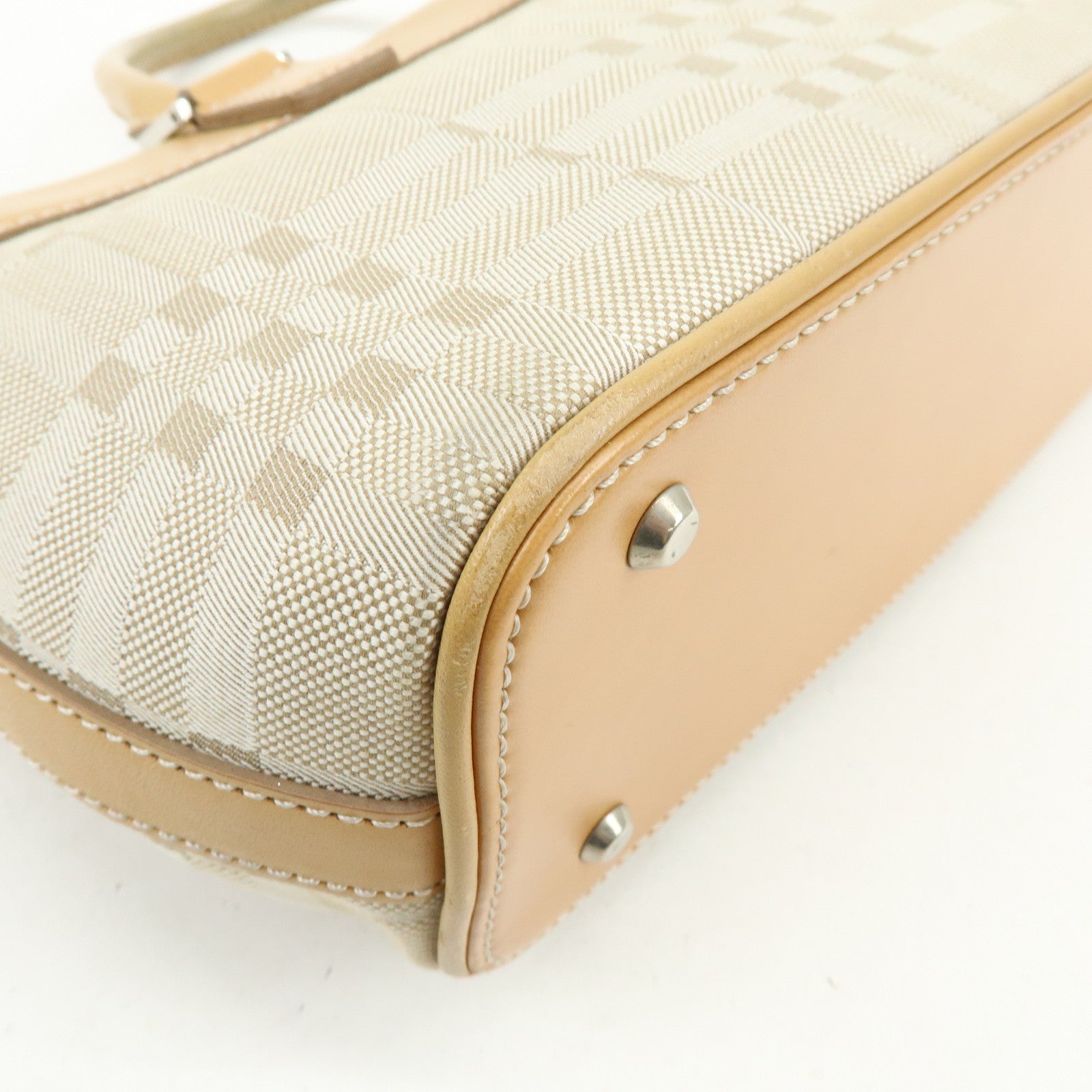 BURBERRY Canvas Leather Hand Bag Tote Bag Beige Light Beige