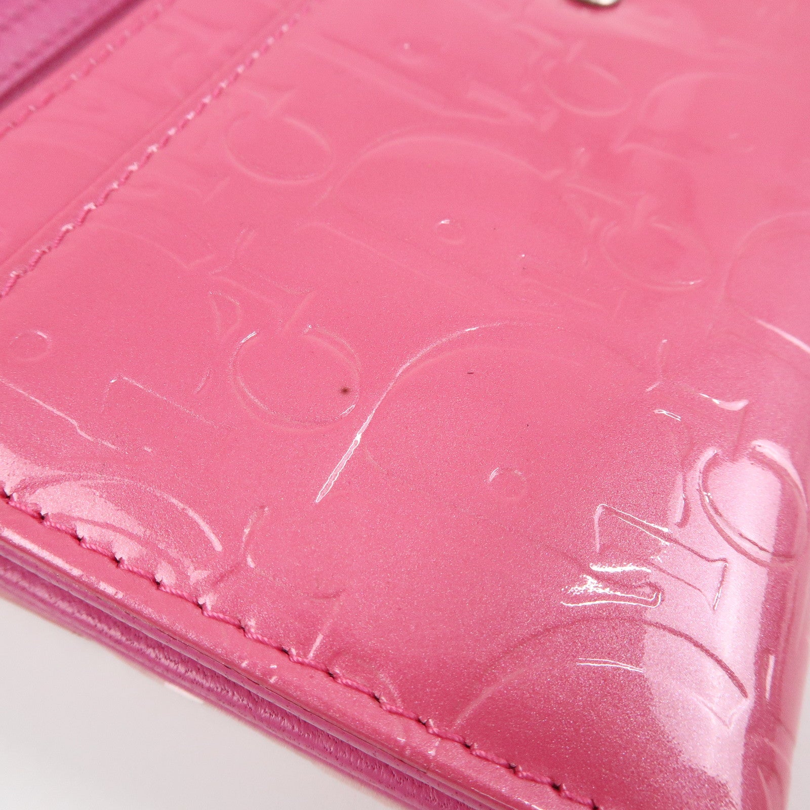 Christian Dior Trotter Patent Leather Chain Wallet WOC Pink