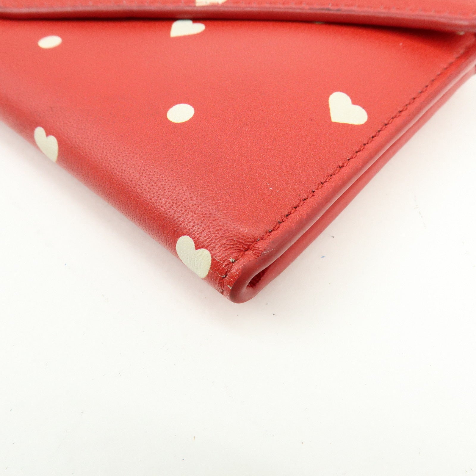 BALENCIAGA The Papier Leather Long Wallet Heart Dots Red 499207