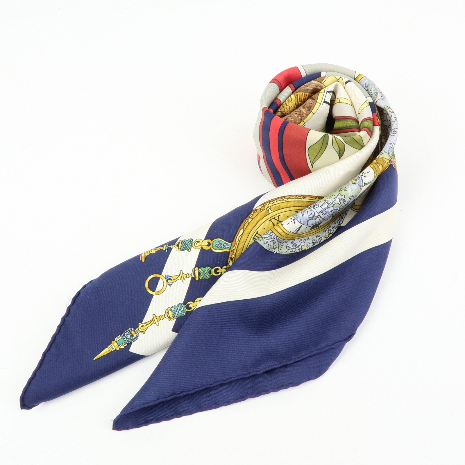 HERMES Carre90 Silk100% Scarf Parmi Les Fleurs Je Compte Les Heures