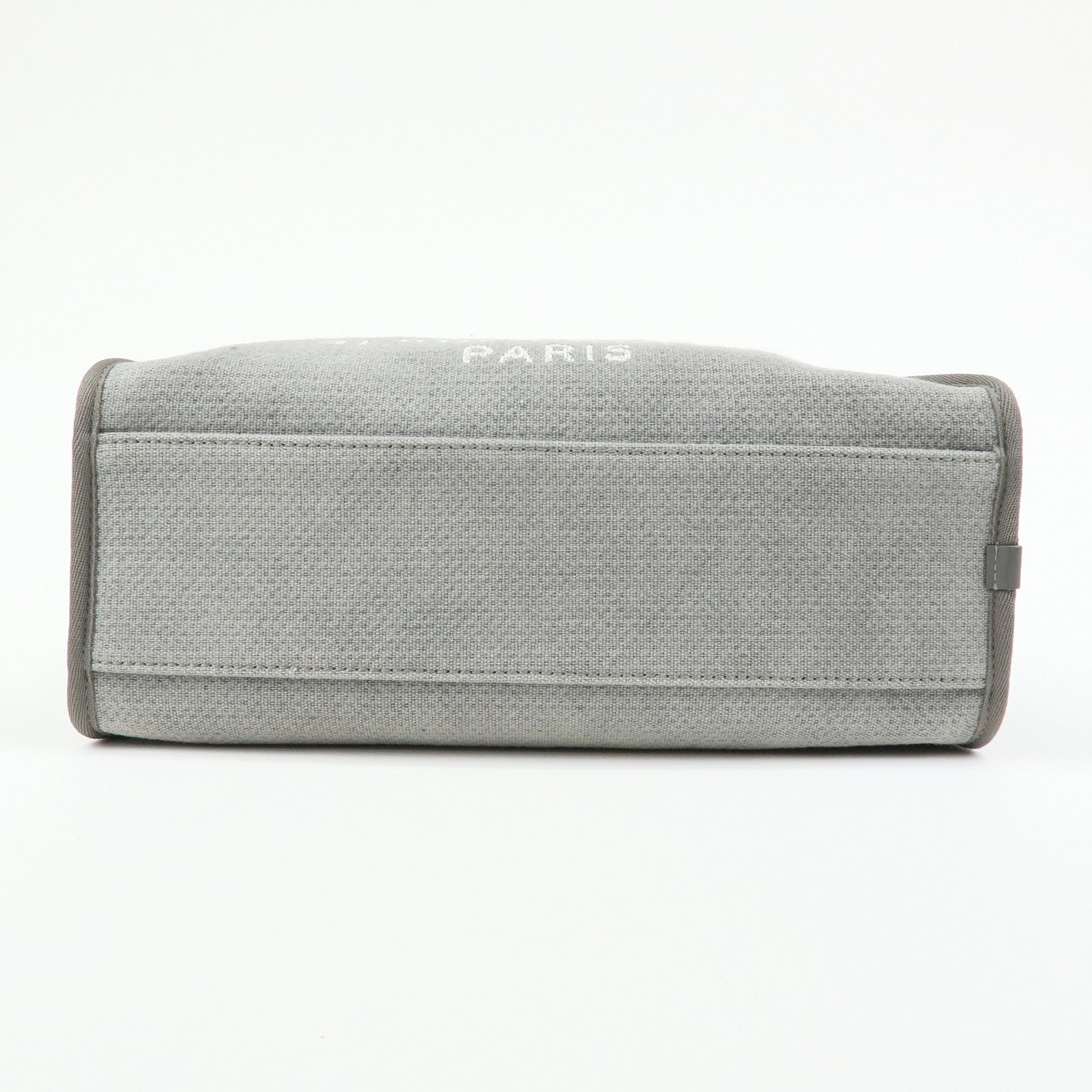 CHANEL Deauville Canvas Leather 2Way Boston Chain Shoulder Bag Gray