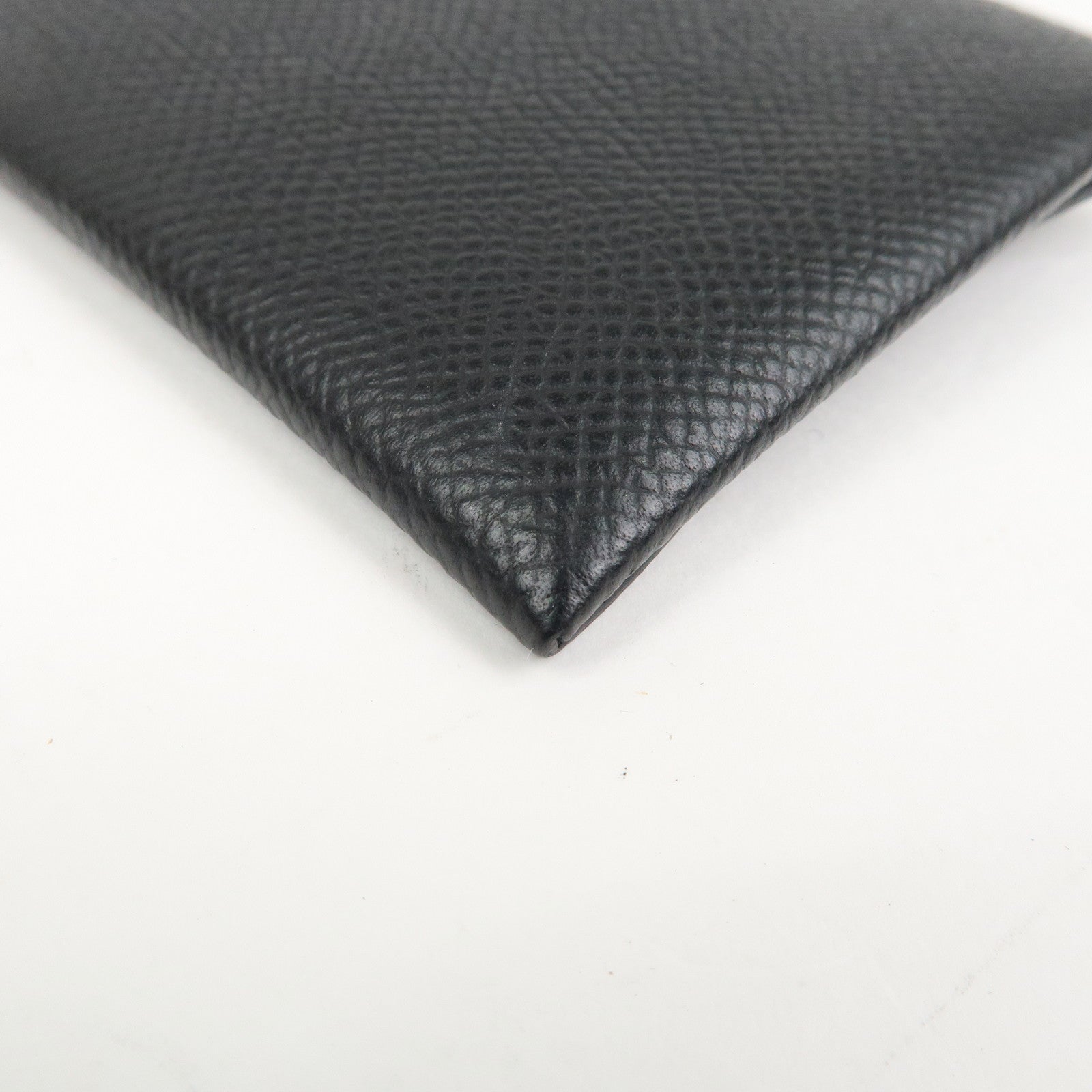 HERMES BASTIA Leather Coin Case Coin Purse Black