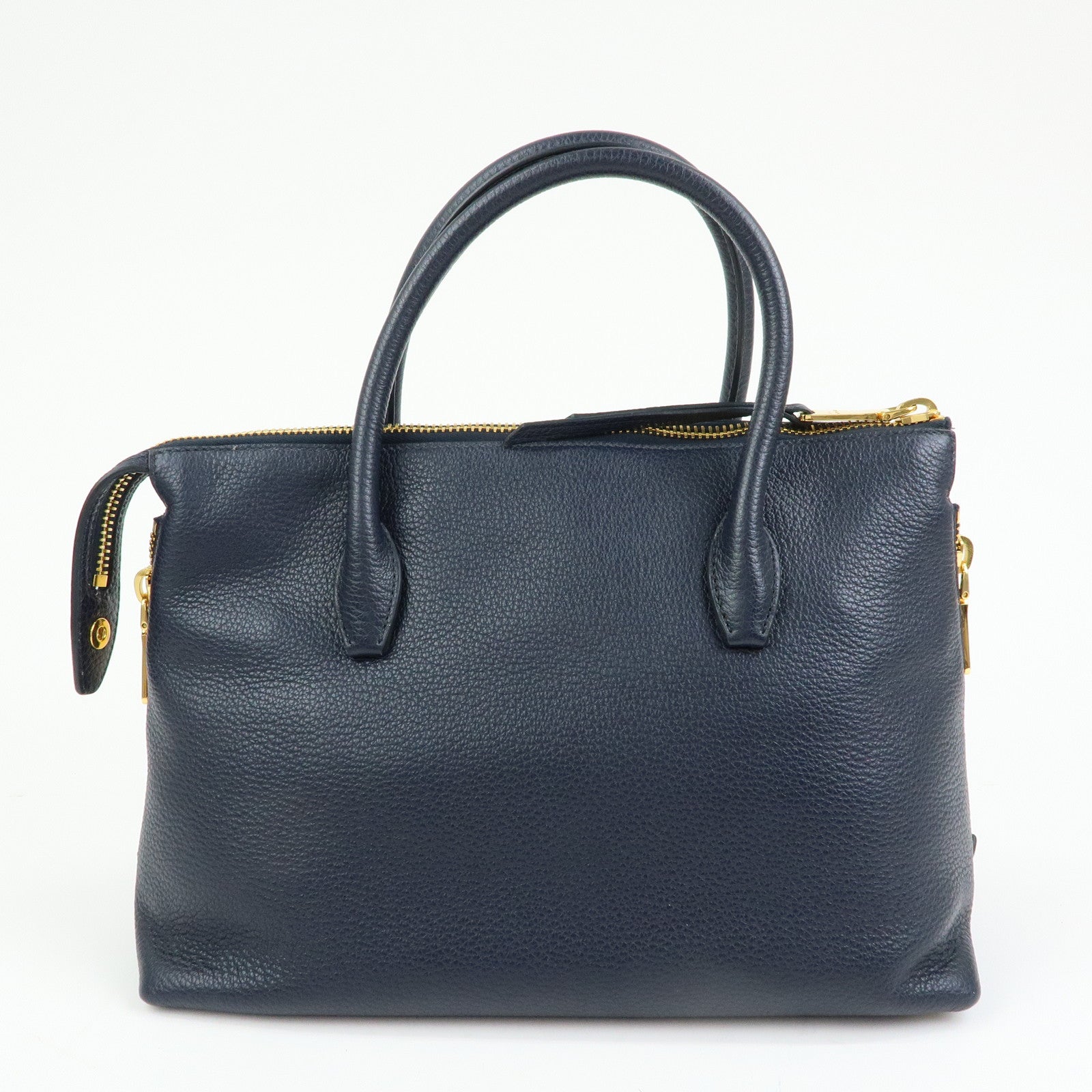 MIU MIU Logo Leather 2WAY Bag Shoulder Bag Hand Bag Navy 5BB016