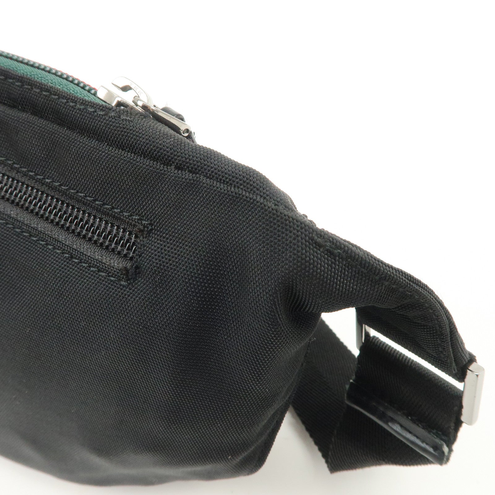 GUCCI Sherry Nylon Leather Body Bag Waist Bag Black 122350