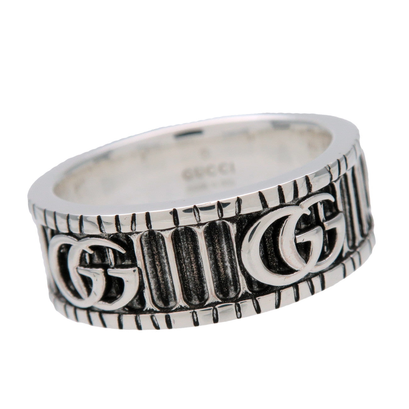 GUCCI Double G Wide Ring SV925 Silver #20 US9 EU59.5 HK20 551899
