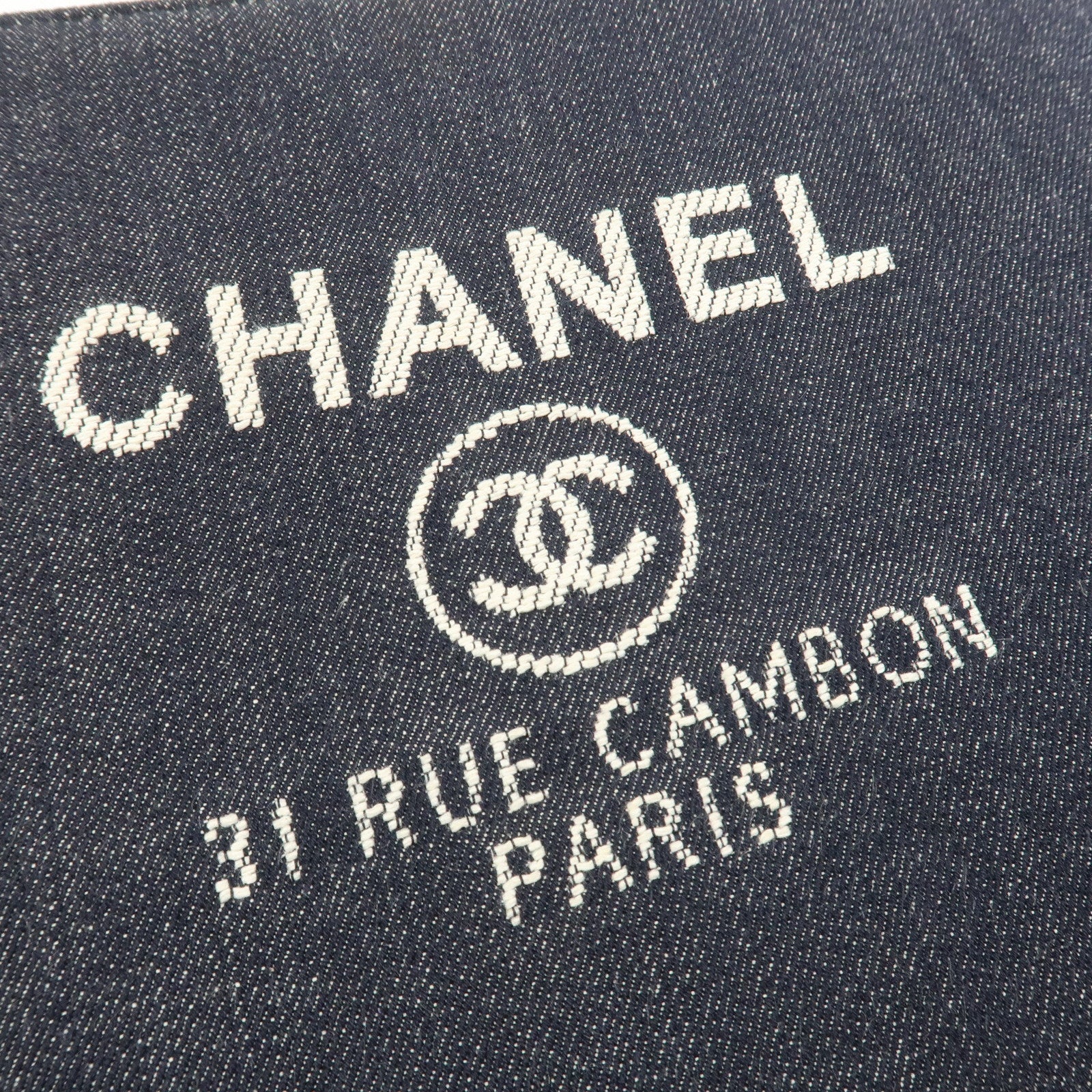 CHANEL Deauville Canvas Denim Clutch Bag Pouch Denim A80802
