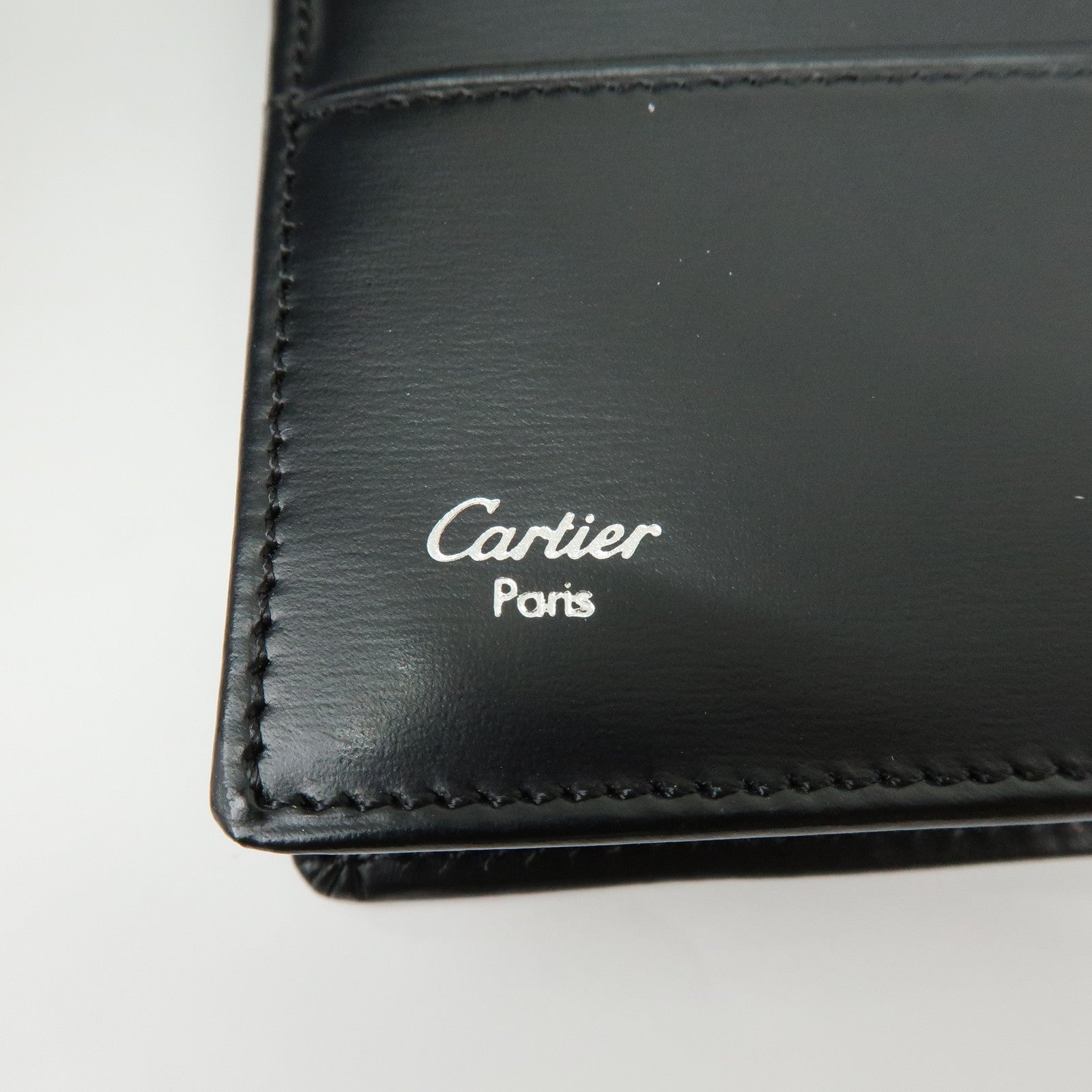 Cartier Pasha Leather Bi-fold Long Wallet Continental Wallet Black