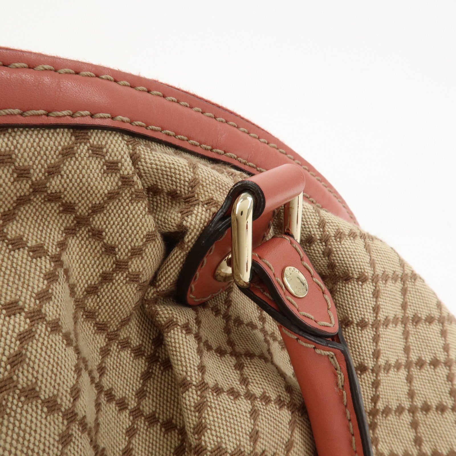 GUCCI Diamante Interlocking G Canvas Leather 2WAY Hand Bag 223974