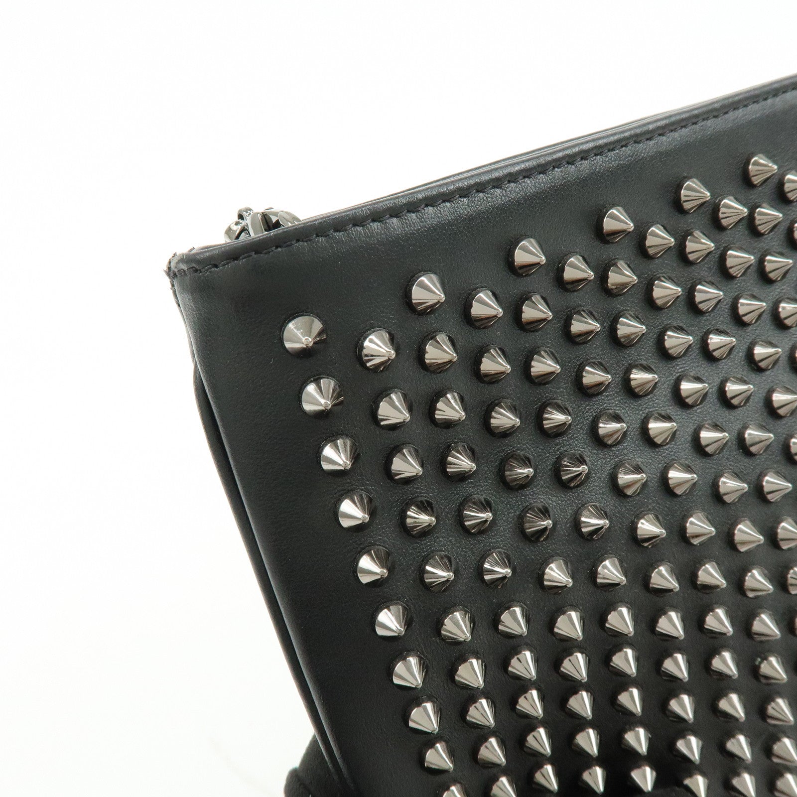 Christian Louboutin Leather 2Way Bag Chain Shoulder Bag Black Red