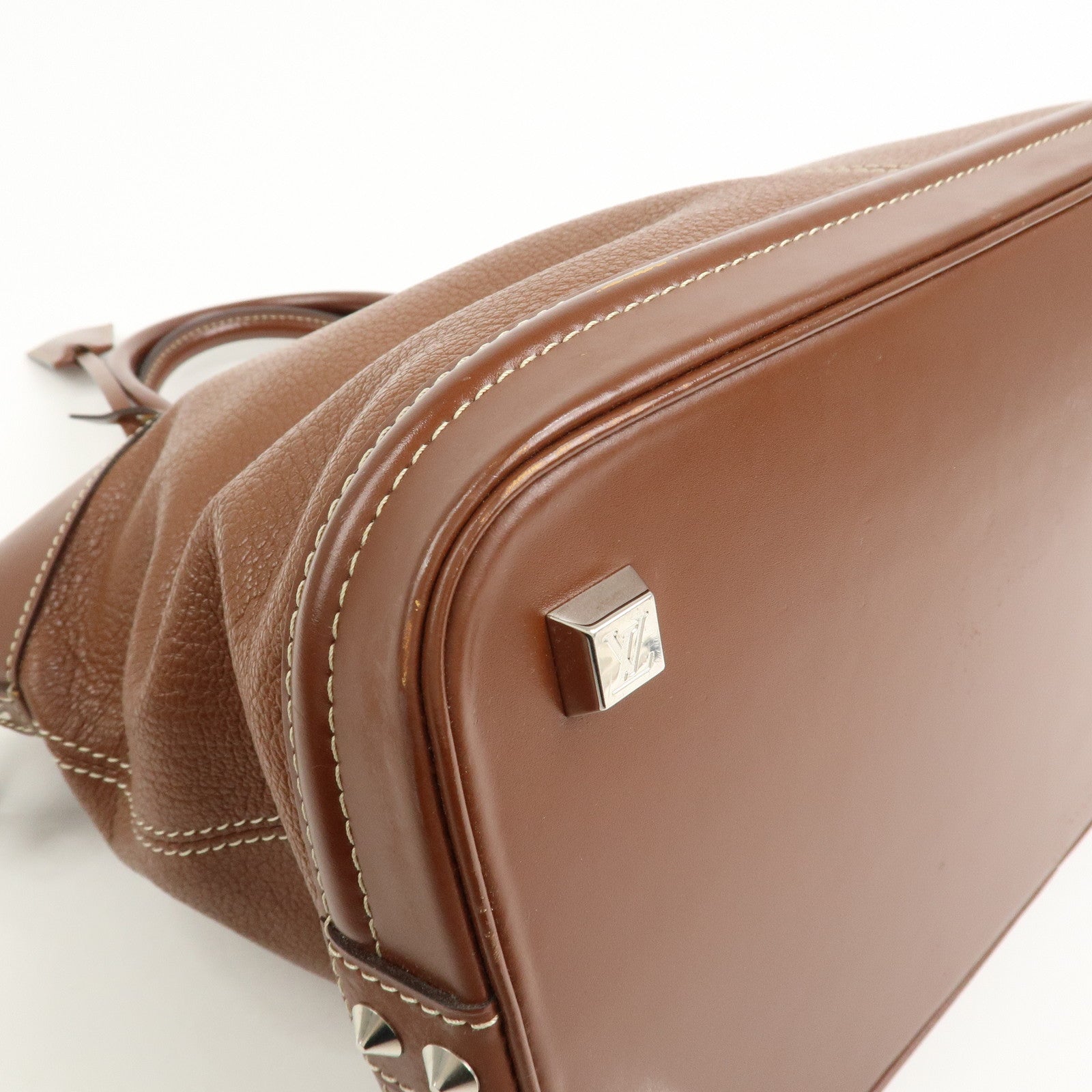 Louis Vuitton Suhari Leather Lock it MM Hand Bag Sienne M91889