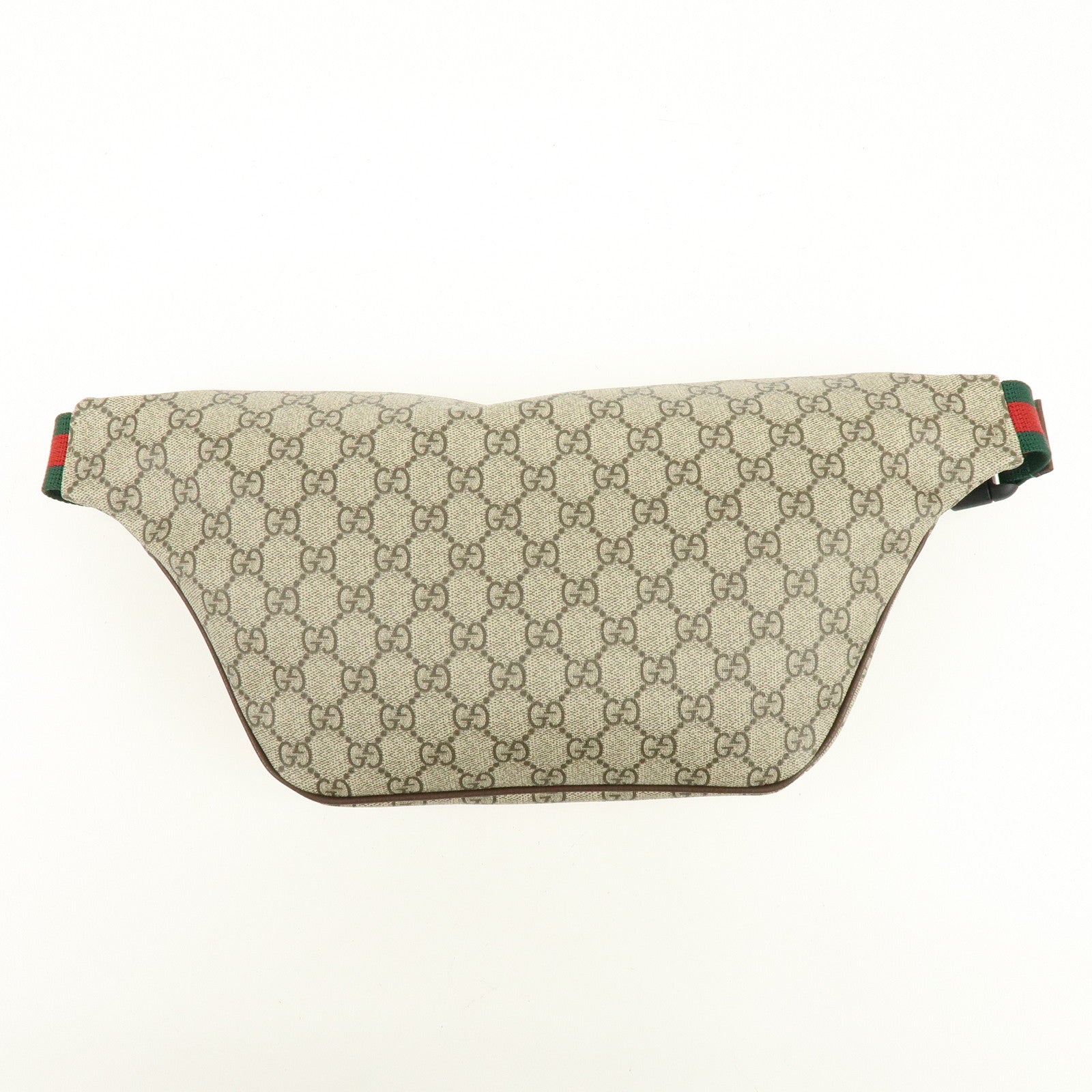 GUCCI Sherry GG Supreme Canvas Leather Waist Bag Gray Brown 529711