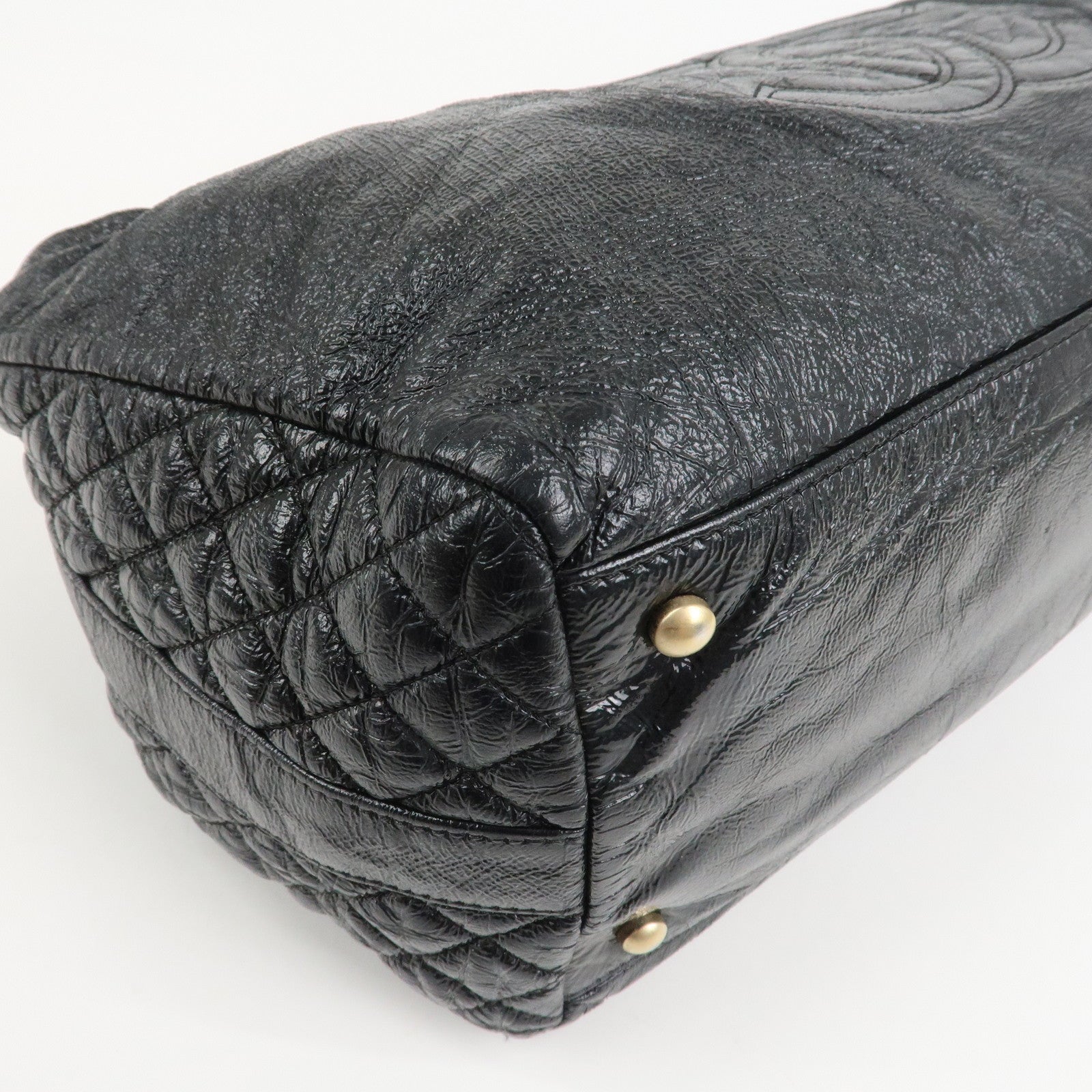 CHANEL Leather Chain Shoulder Bag Hand Bag Black Gold