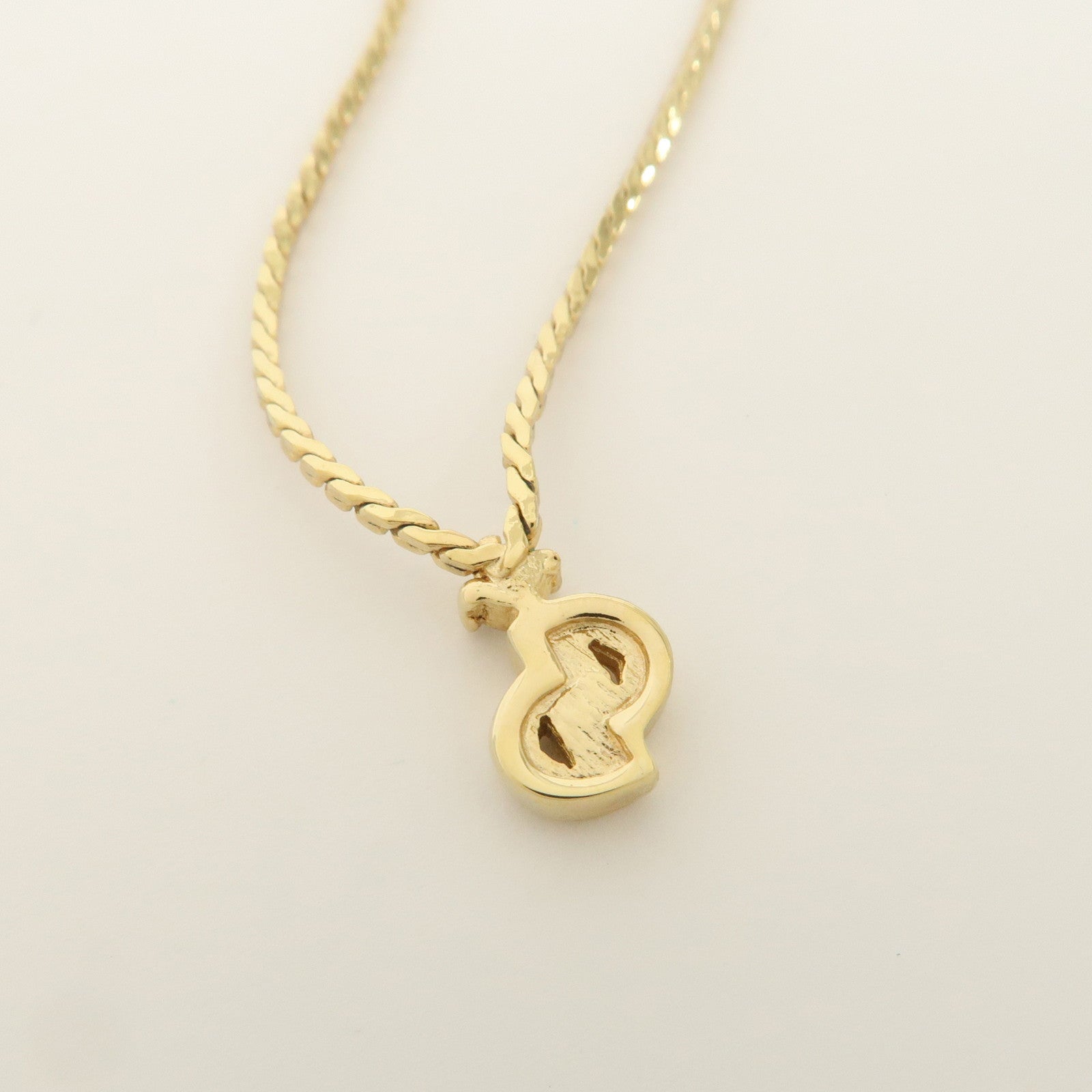 Christian Dior CD Logo Metal Rhinestone Necklace Gold