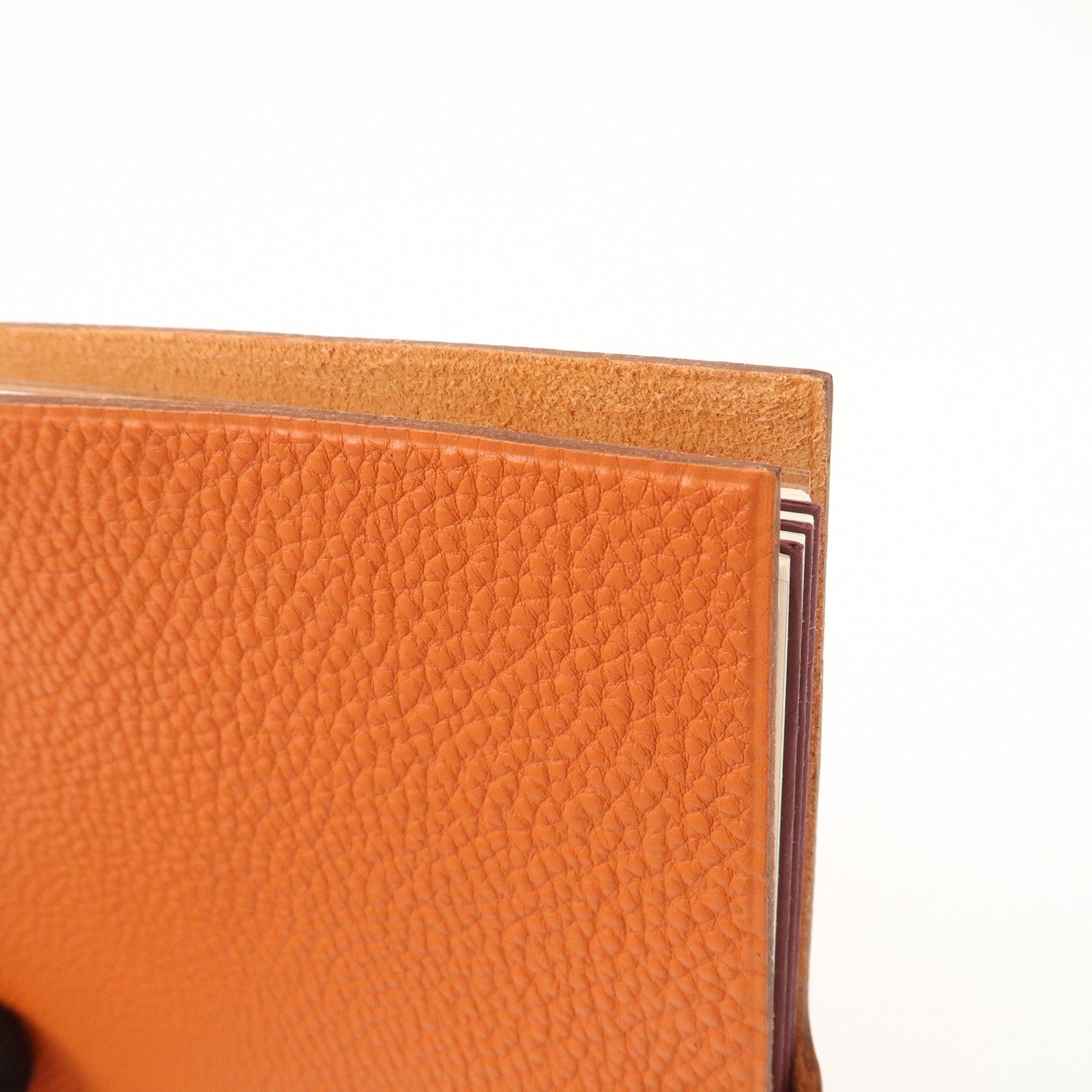 HERMES Togo Leather Ulysse MM □J Stamped Notebook Cover Potiron Orang