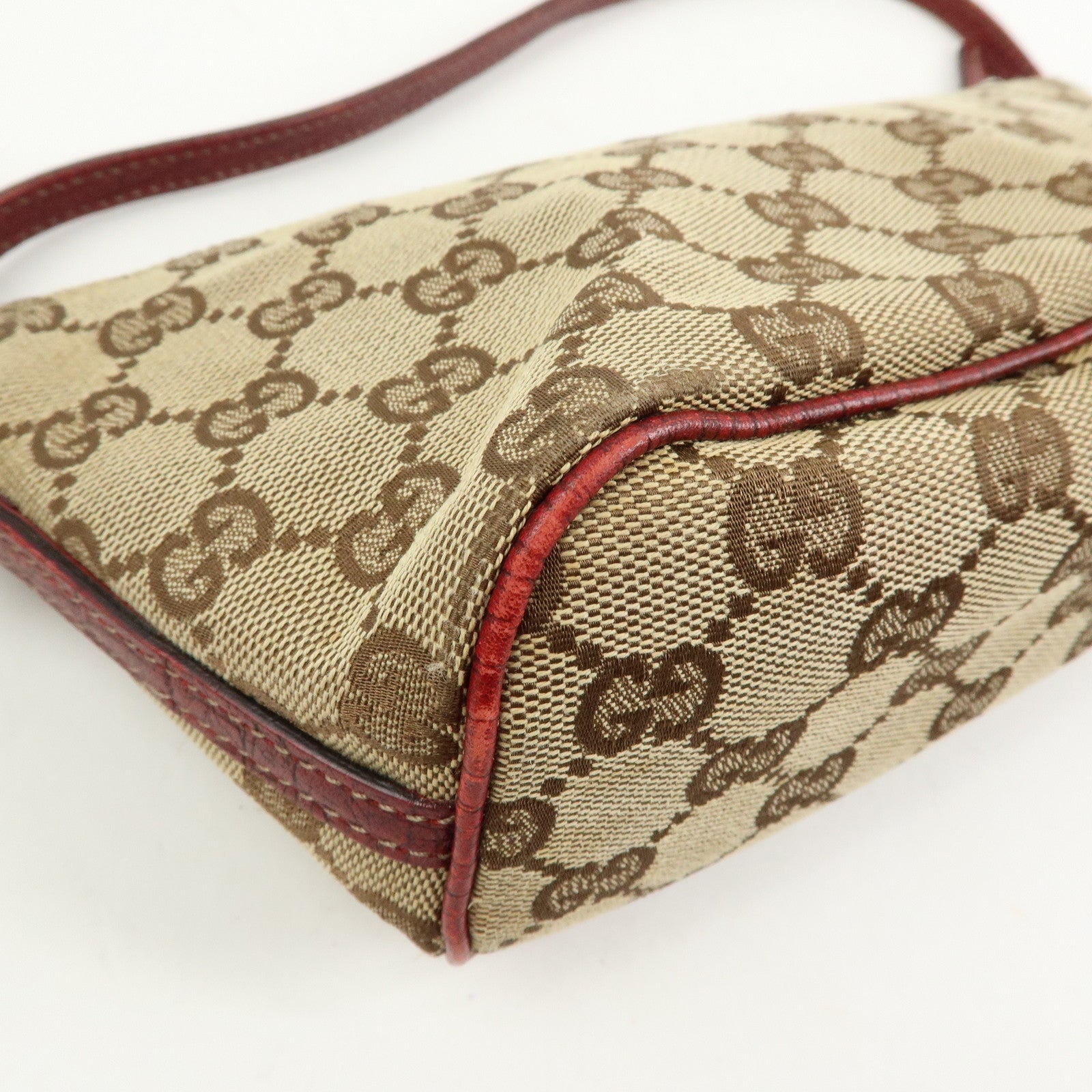 GUCCI Boat Bag GG Canvas Leather Hand Bag Accessory Pouch 07198