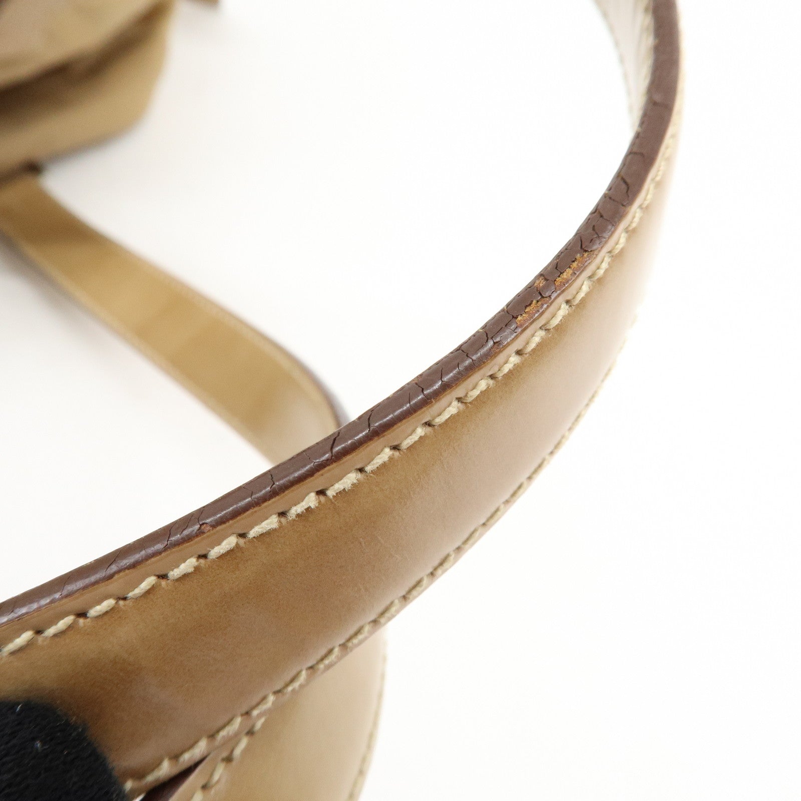 PRADA Logo Nylon Leather Shoulder Bag Boston Bag Beige BR3150