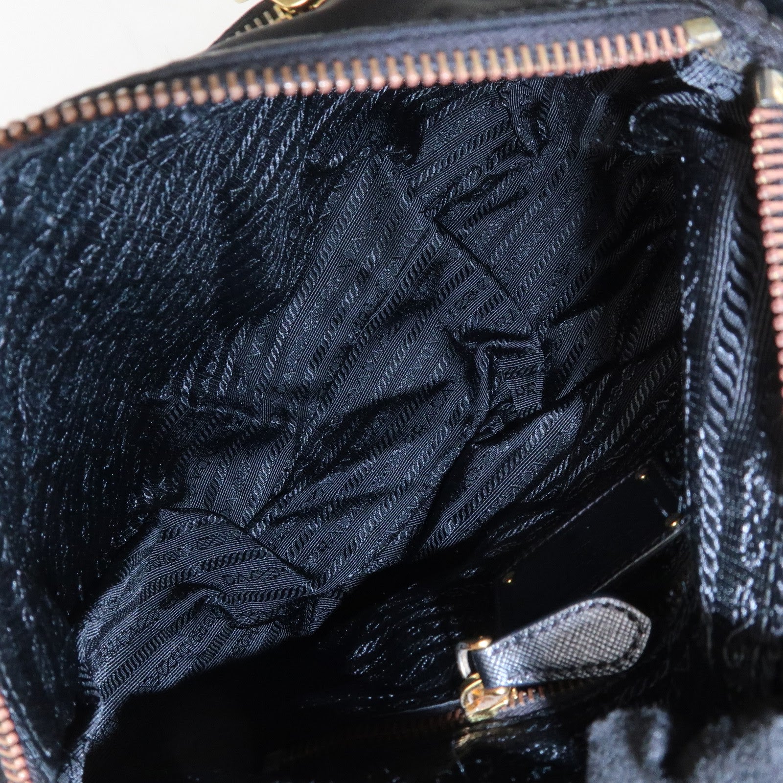 PRADA Logo Nylon Saffiano Leather Shoulder Bag Crossbody Bag Black