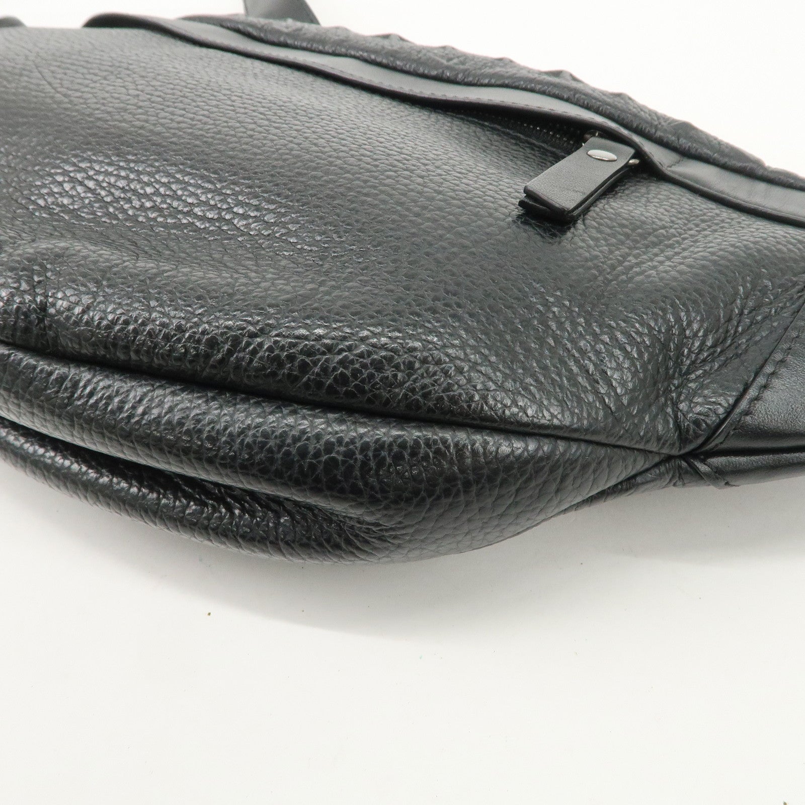 JIMMY CHOO Leather Waist Bag Crossbody Bag Black Silver Hardware Used