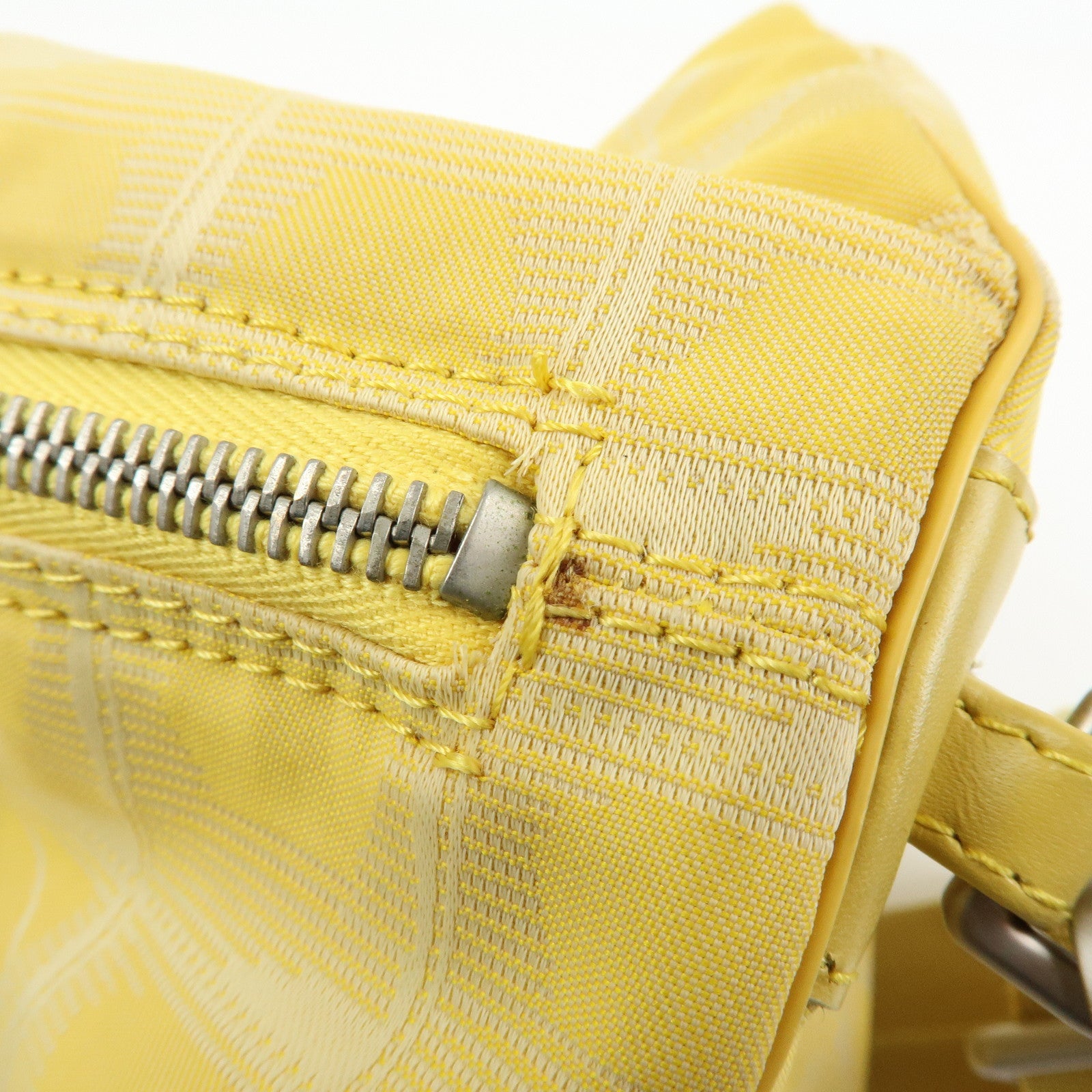 CHANEL New Travel Line Nylon Jacquard Leather Drum Bag Yellow