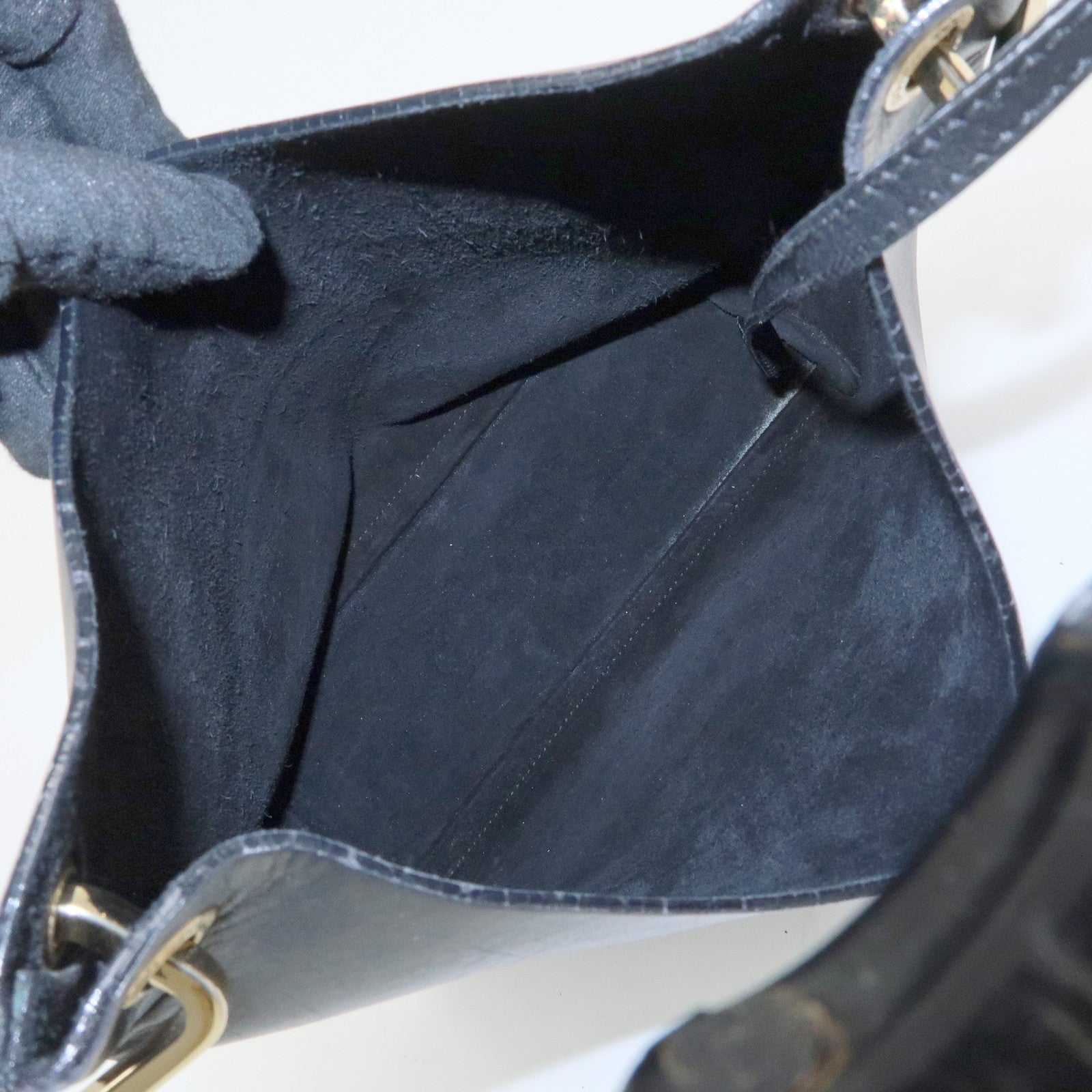 GUCCI Bamboo Leather Shoulder Bag Black 001・1553・1880